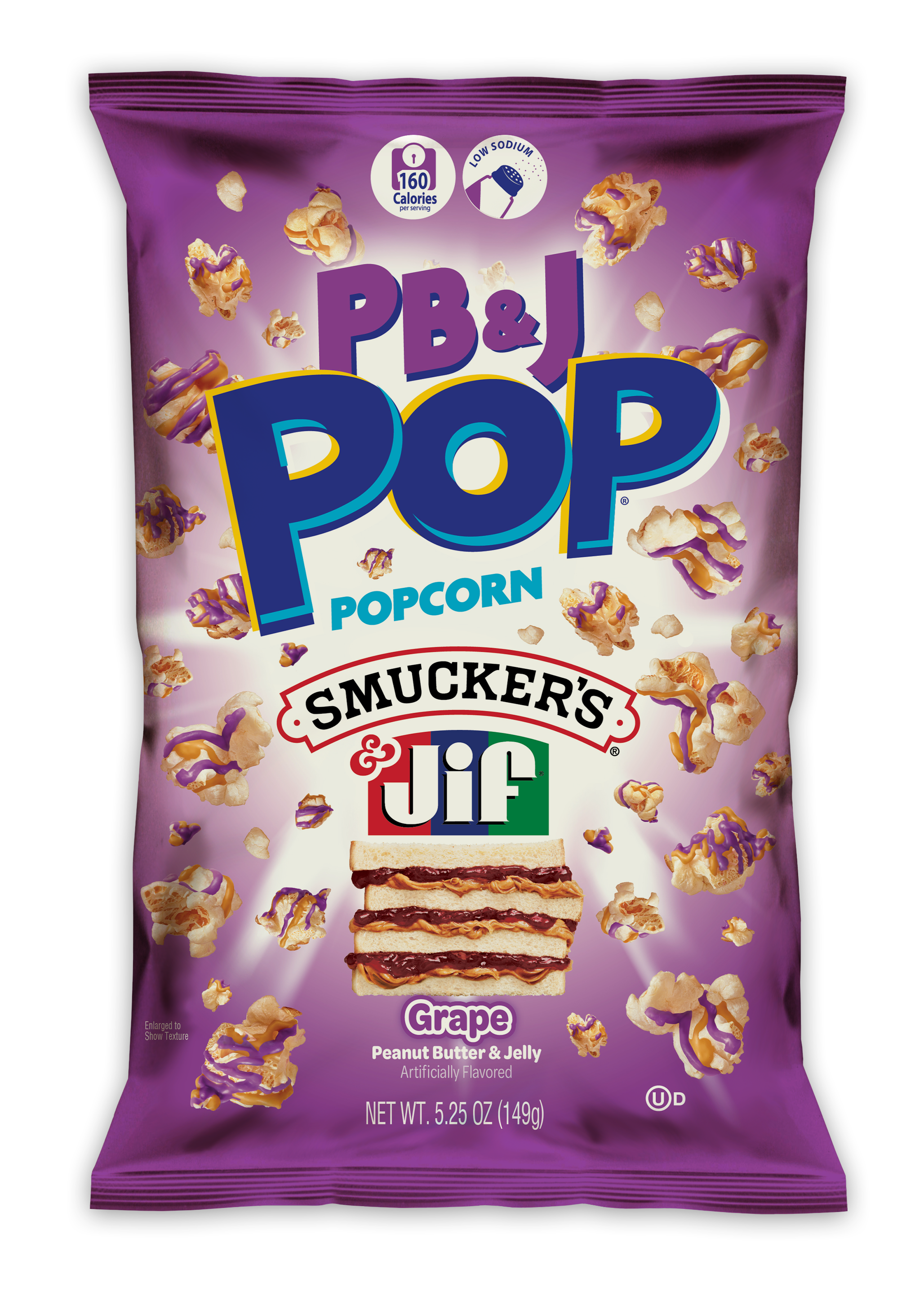 PB & J POP Smuckers & Jif Coated Popcorn (12 Pack, Grape) 12 units per case 5.3 oz