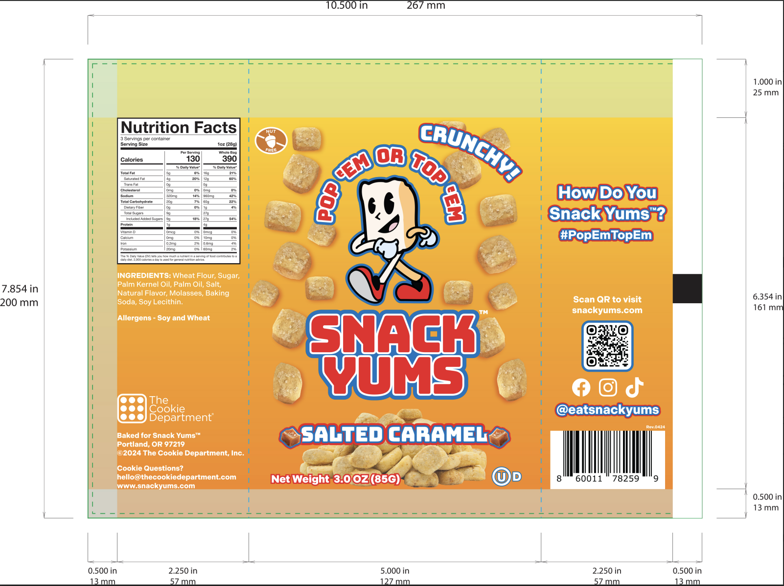 Snack Yums® - Salted Caramel 24 units per case 3.0 oz Product Label