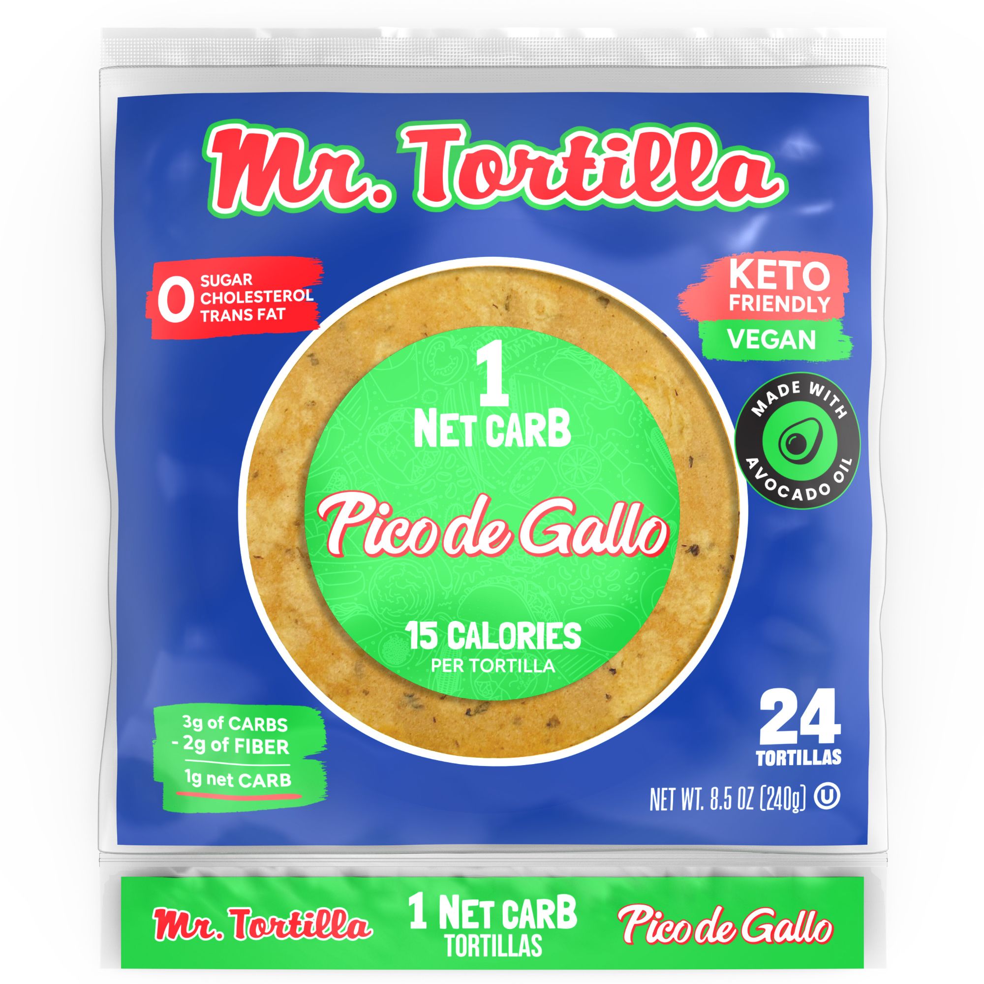 Mr. Tortilla Low Carb 4 Inch Pico De Gallo Tortillas 12 units per case 8.5 oz