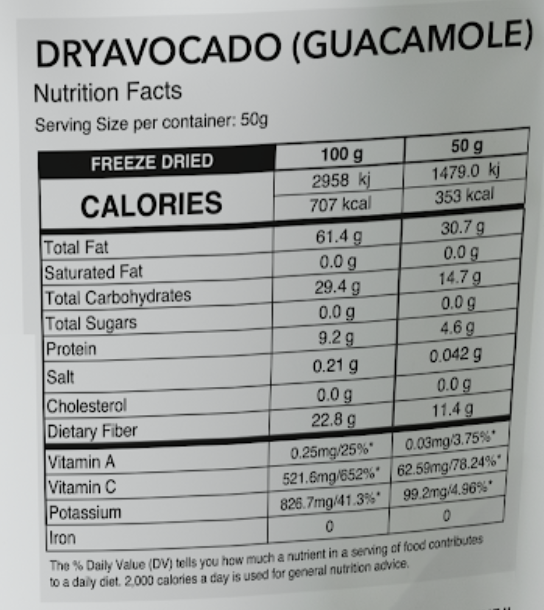 BYOU Freeze Dried Guacamole  48 innerpacks per case 49 g