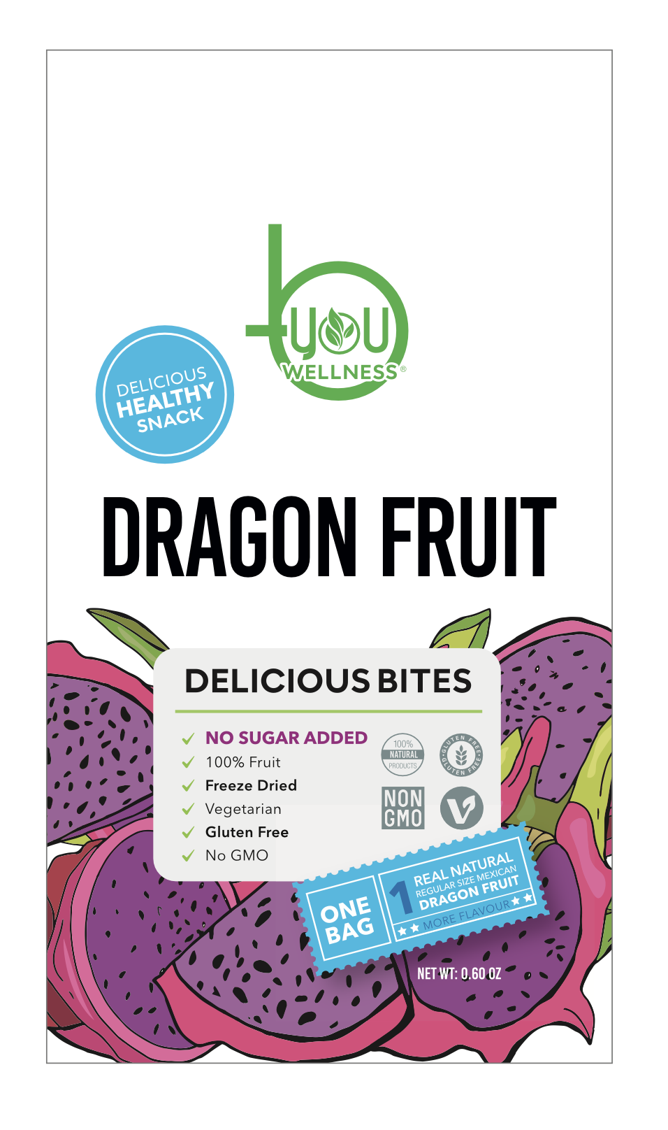 BYOU Freeze Dried Dragon Fruit Bites  70 units per case 18 g