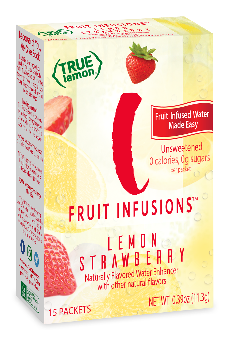 True Citrus True Lemon Fruit Infusions Lemon Strawberry 12 units per case 0.1 oz
