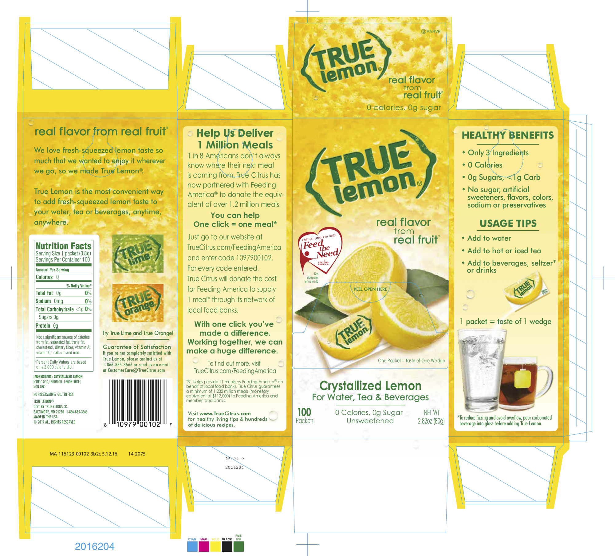 True Lemon Packet Dispenser 12 units per case 2.9 oz Product Label