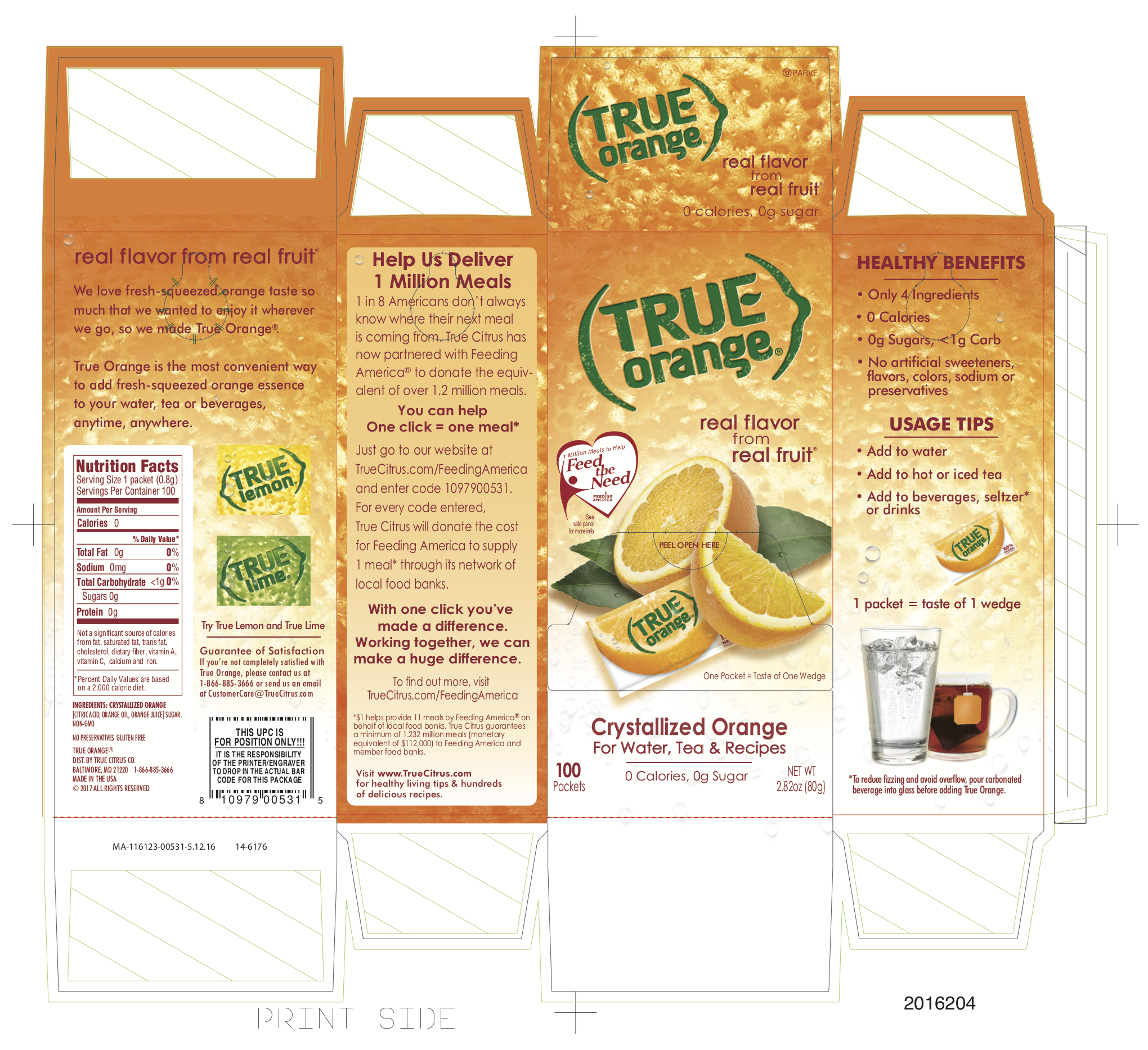 True Orange Packet Dispenser 12 units per case 2.9 oz Product Label