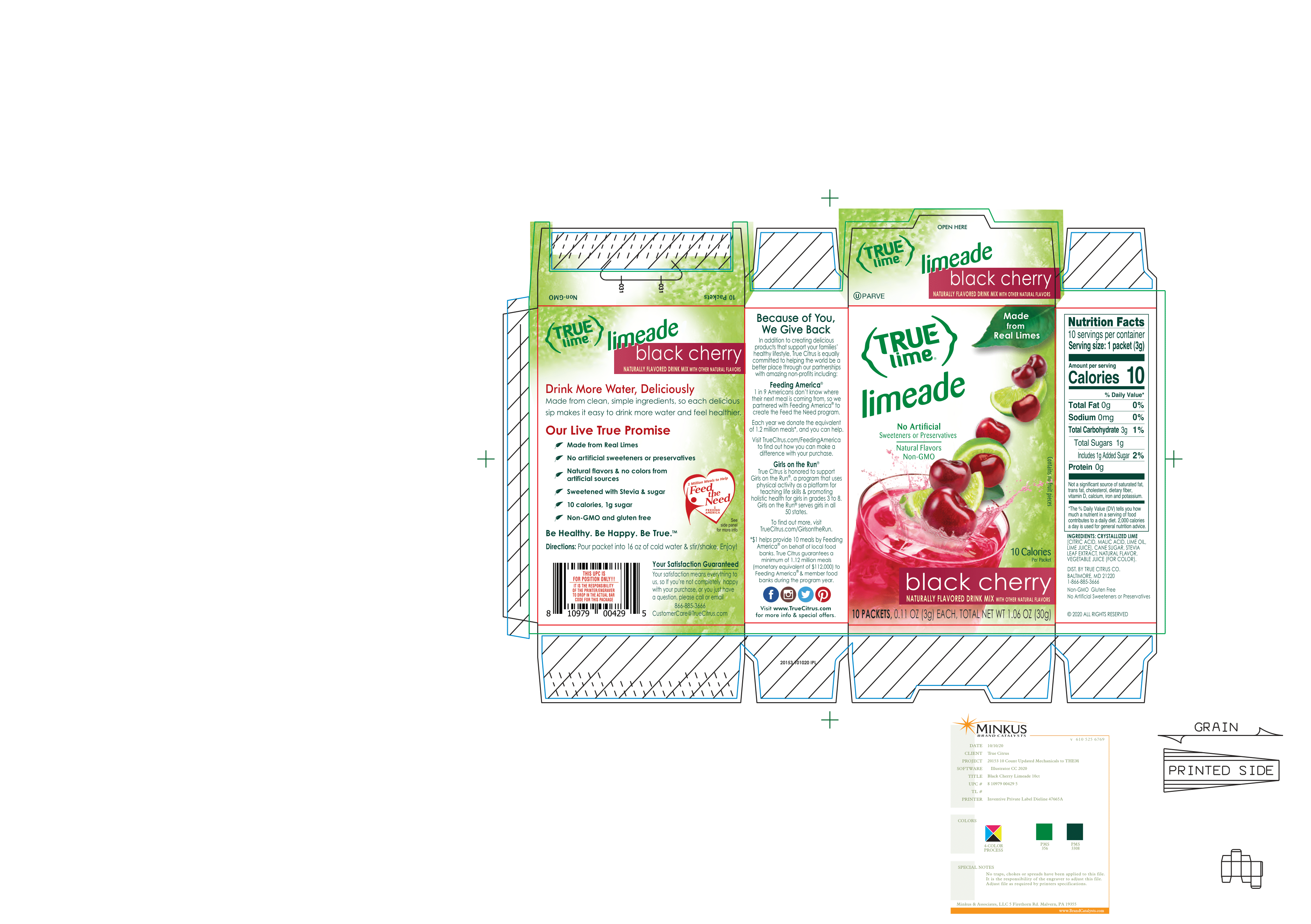 True Lime Limeade Black Cherry 12 units per case 1.1 oz Product Label