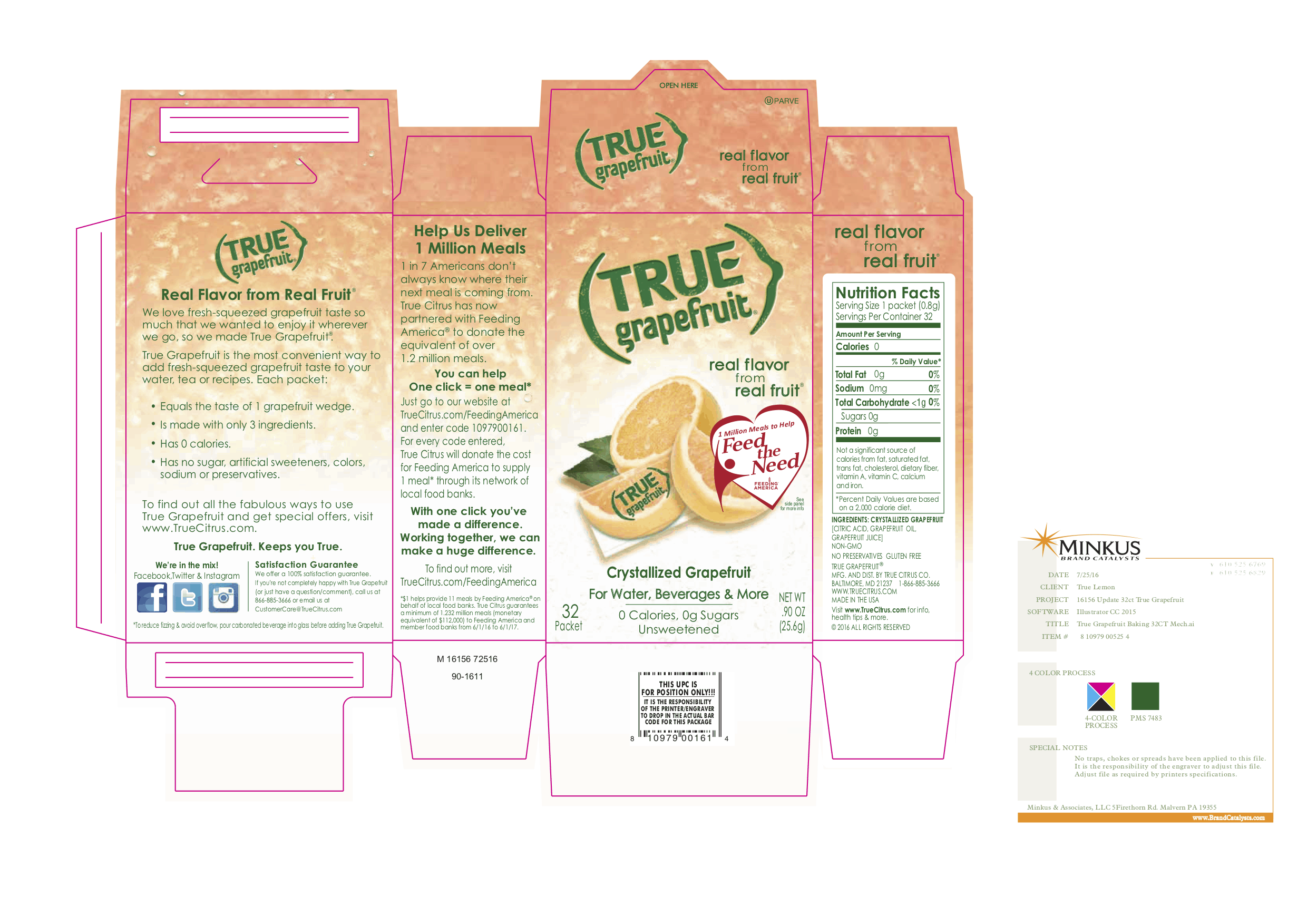 True Grapefruit Packet 12 units per case 0.9 oz Product Label