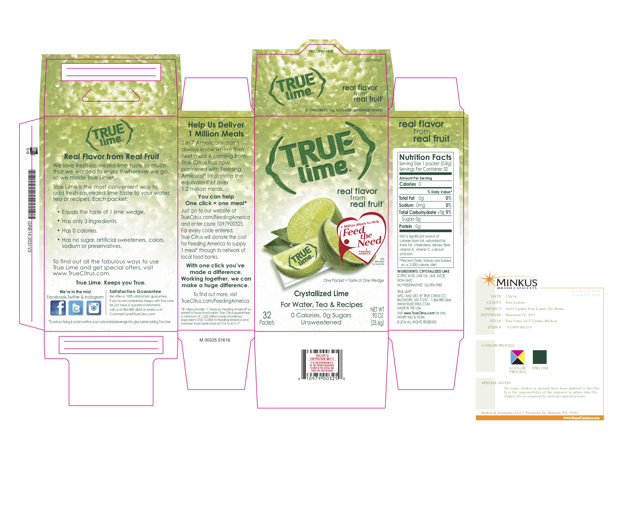 True Lime Packet 12 units per case 0.9 oz Product Label