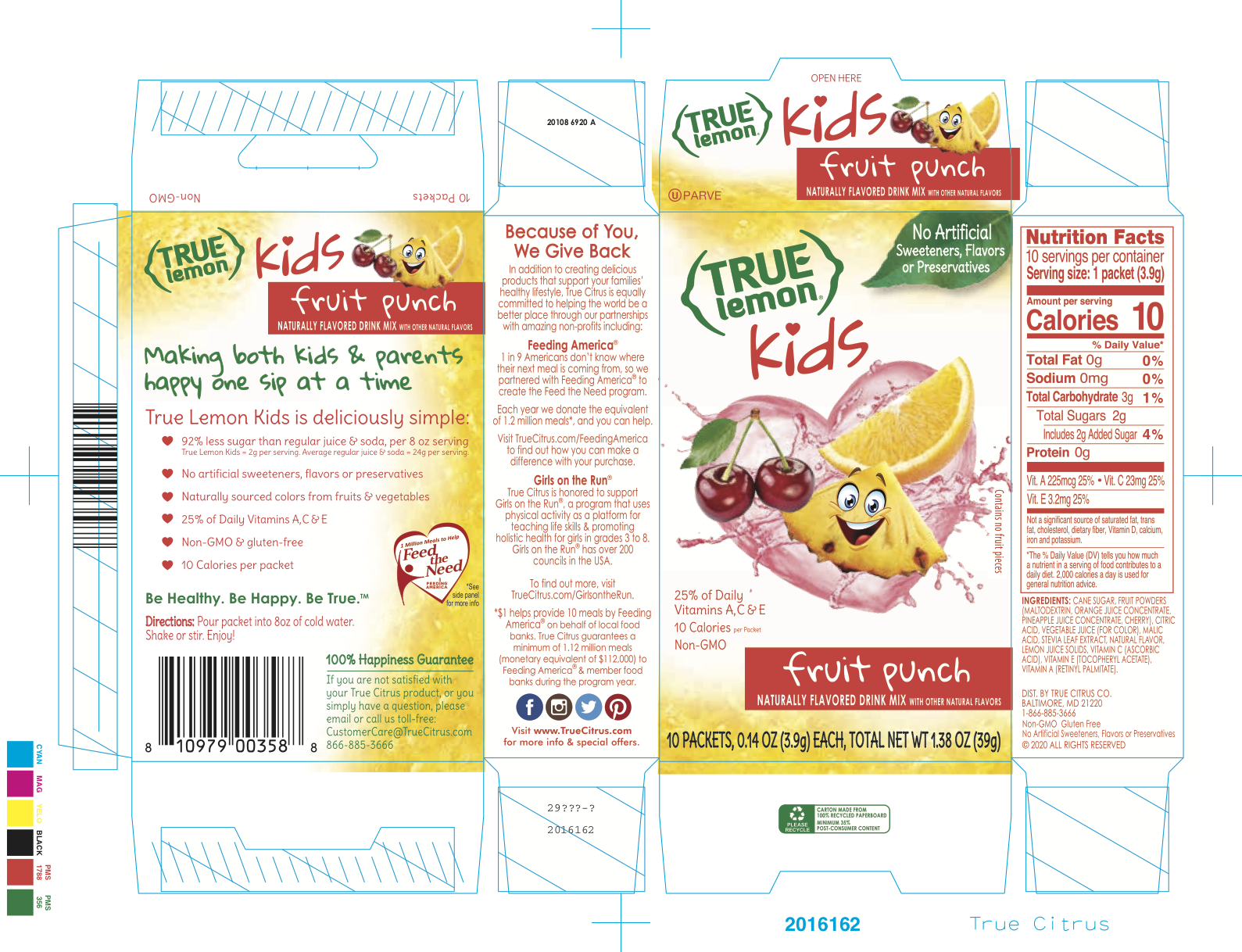 True Lemon Kids Fruit Punch 12 units per case 1.4 oz Product Label