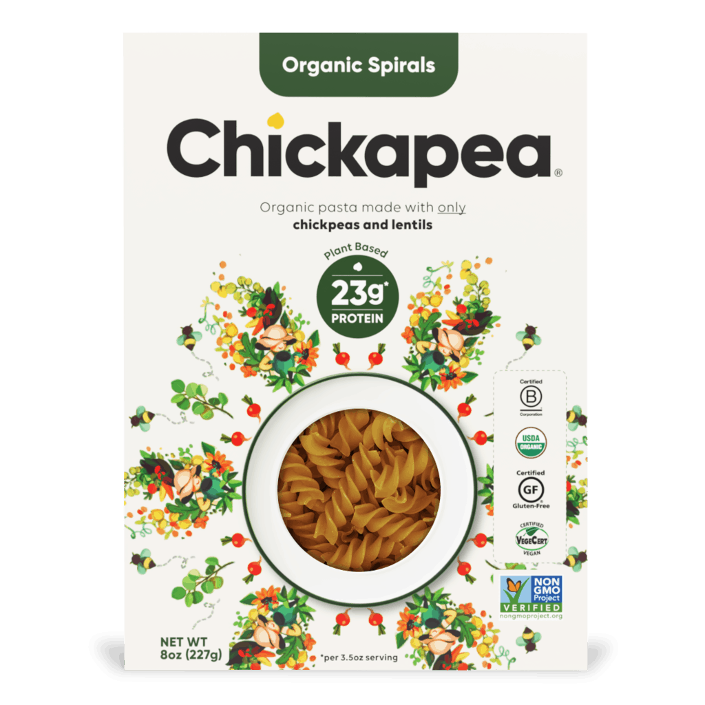Chickapea Organic Chickpea and Lentil Pasta - Spirals 6 units per case 227 g