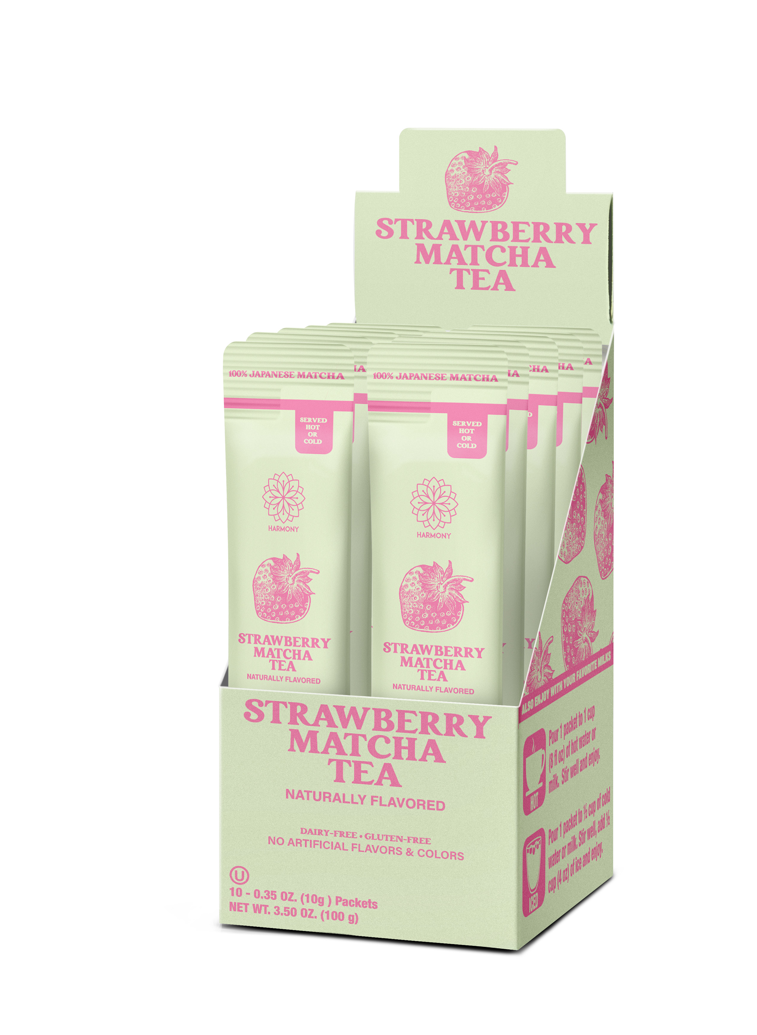 HARMONY Strawberry Matcha Tea 10 pack -CASE 6 units per case 0.4 oz