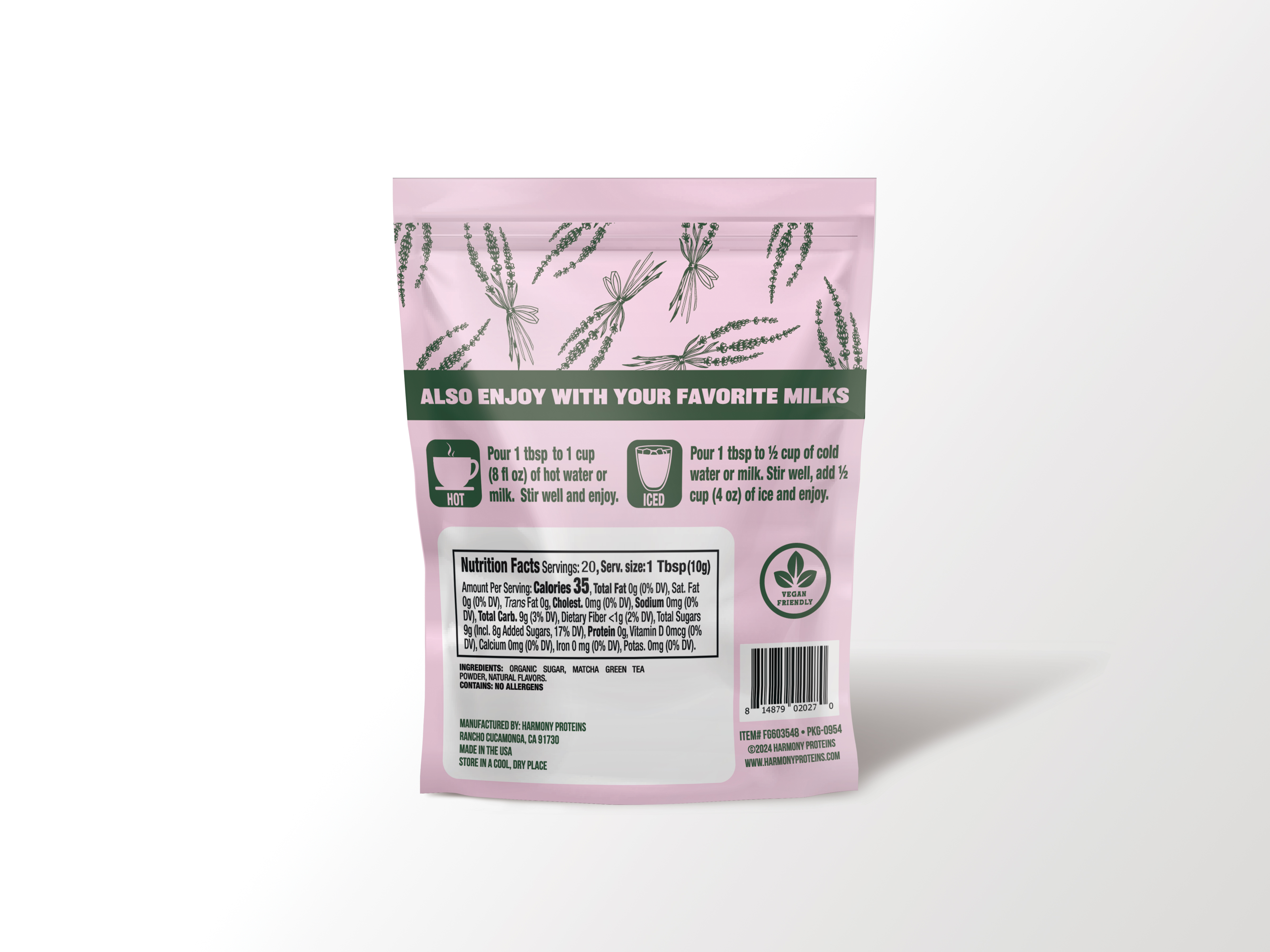 HARMONY Lavender Matcha Tea Gusset Bag -CASE 6 units per case 0.4 oz