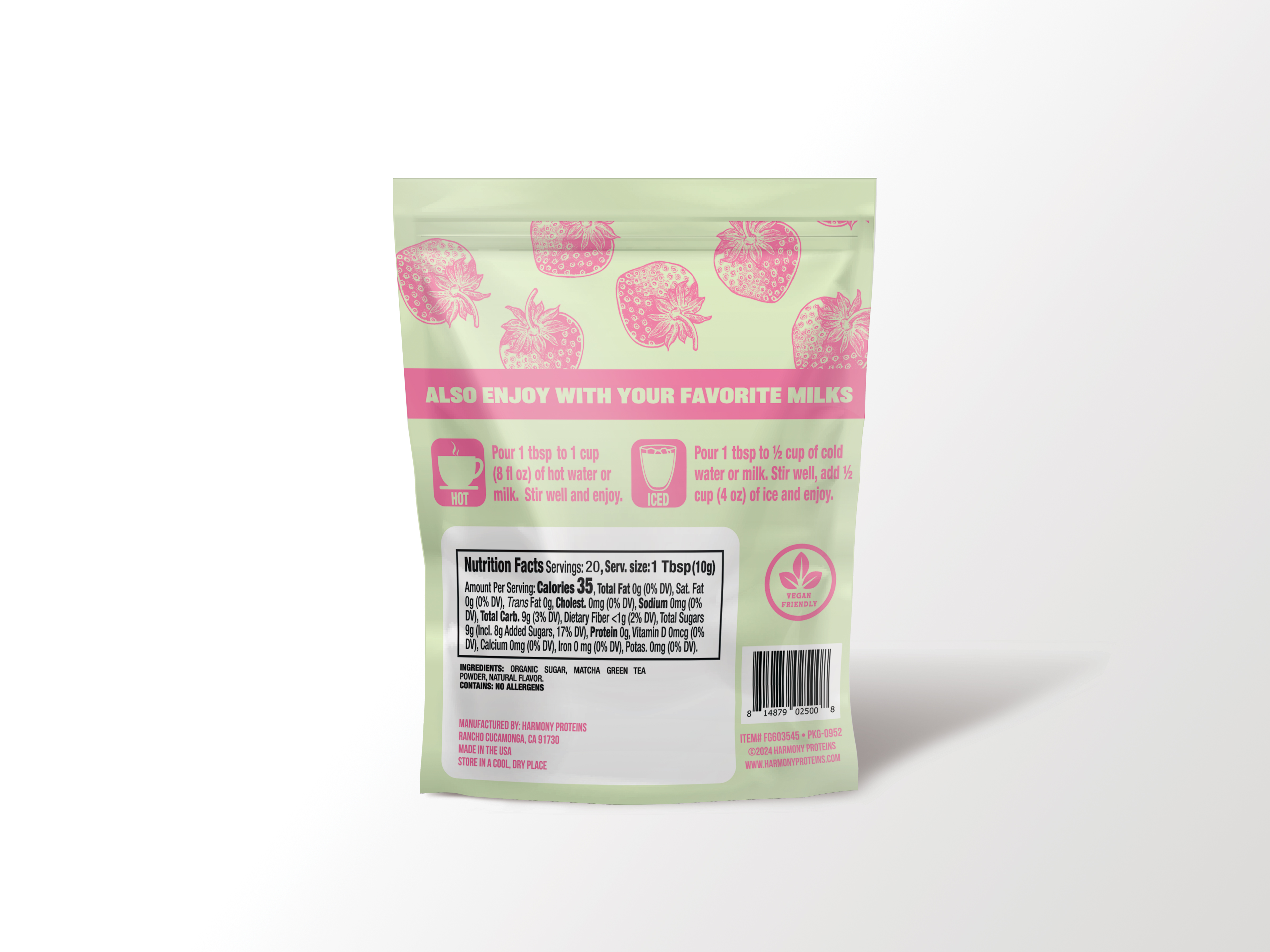 HARMONY Strawberry Matcha Tea Gusset Bag -CASE 6 units per case 0.4 oz