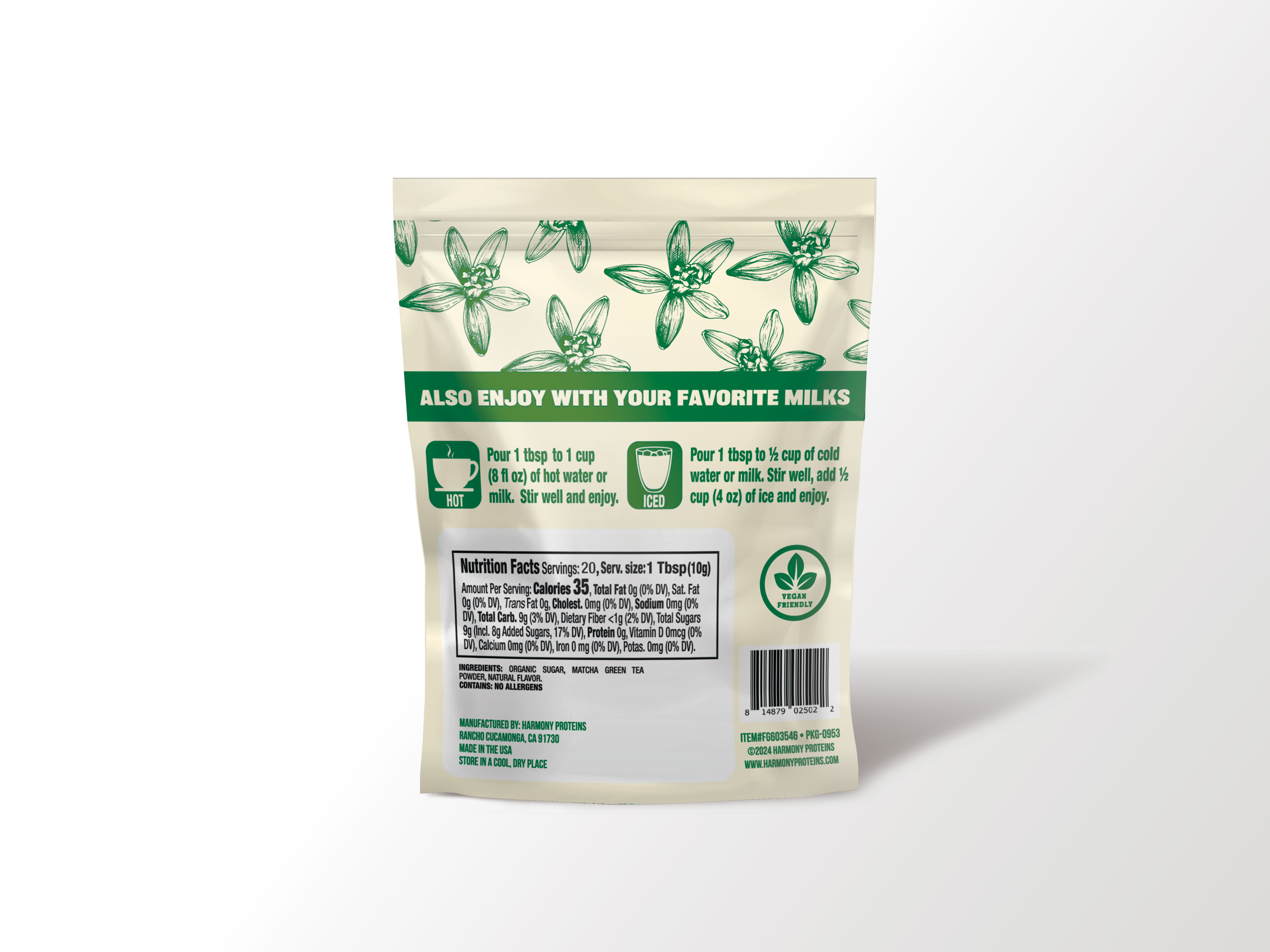 HARMONY Vanilla Matcha Tea Gusset Bag -CASE 6 units per case 0.0 oz