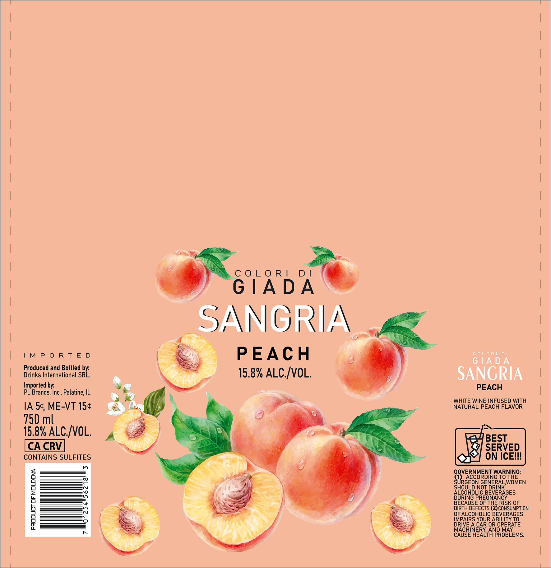Colori Di Giada Sangria Peach 750 ml 12 units per case 25.4 fl Product Label