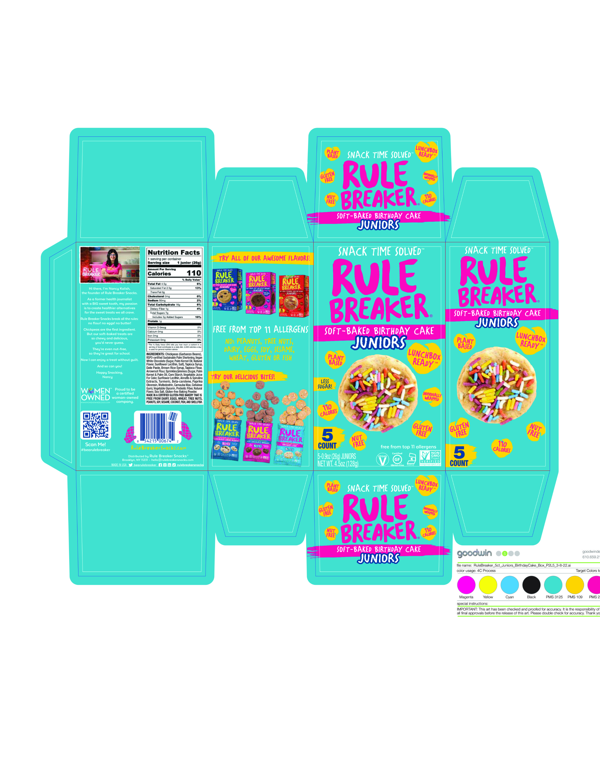 birthday cake cookie juniors 6 units per case 4.5 oz Product Label