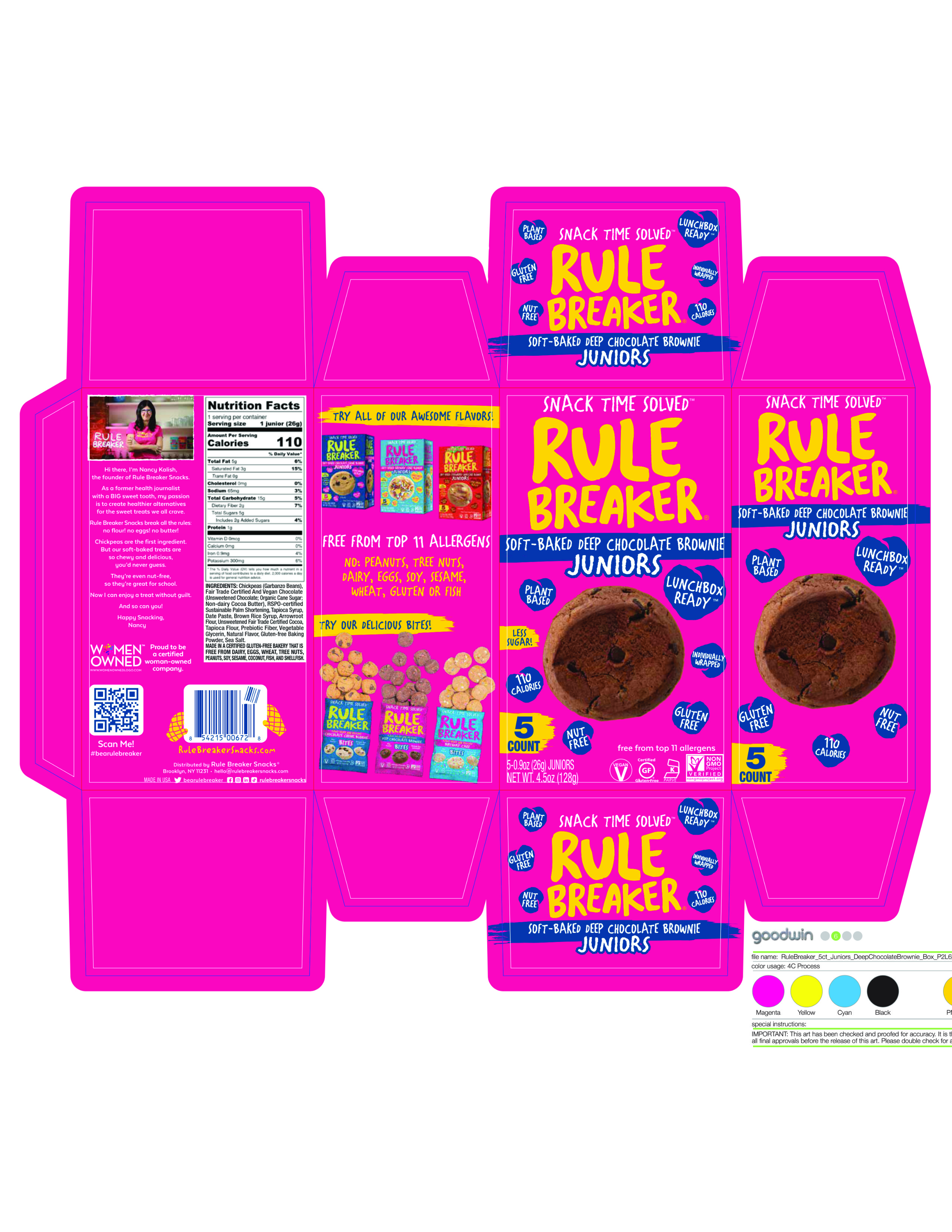 Chocolate Brownie Juniors 6 units per case 4.5 oz Product Label