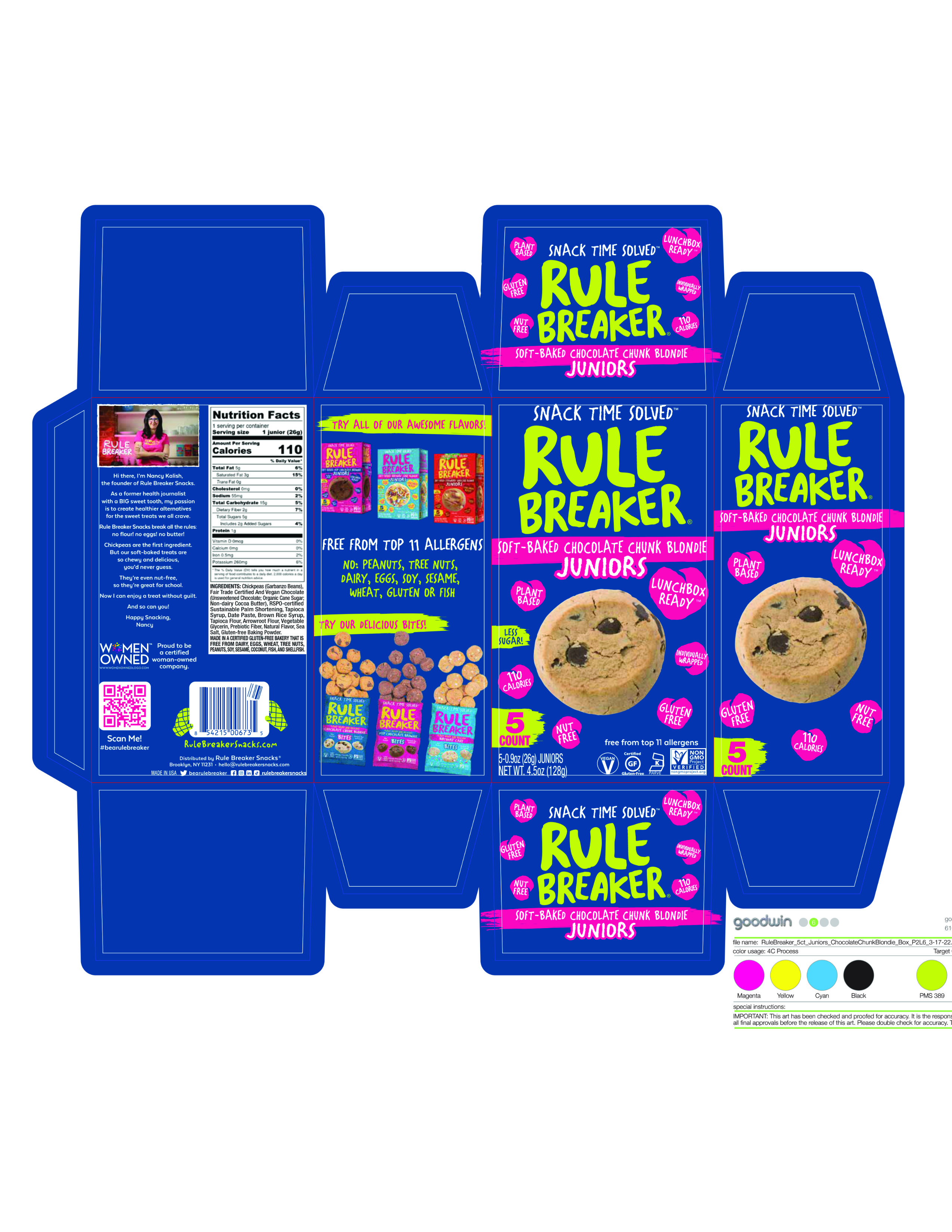 Chocolate Chip Juniors 6 units per case 4.5 oz Product Label