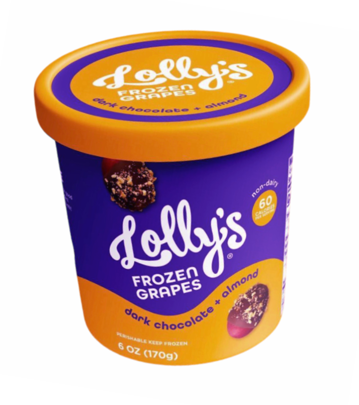 Lollys Frozen Grapes Dark Chocolate + Almond Frozen Red Seedless Grapes 6oz. pint 6 units per case 6.0 oz