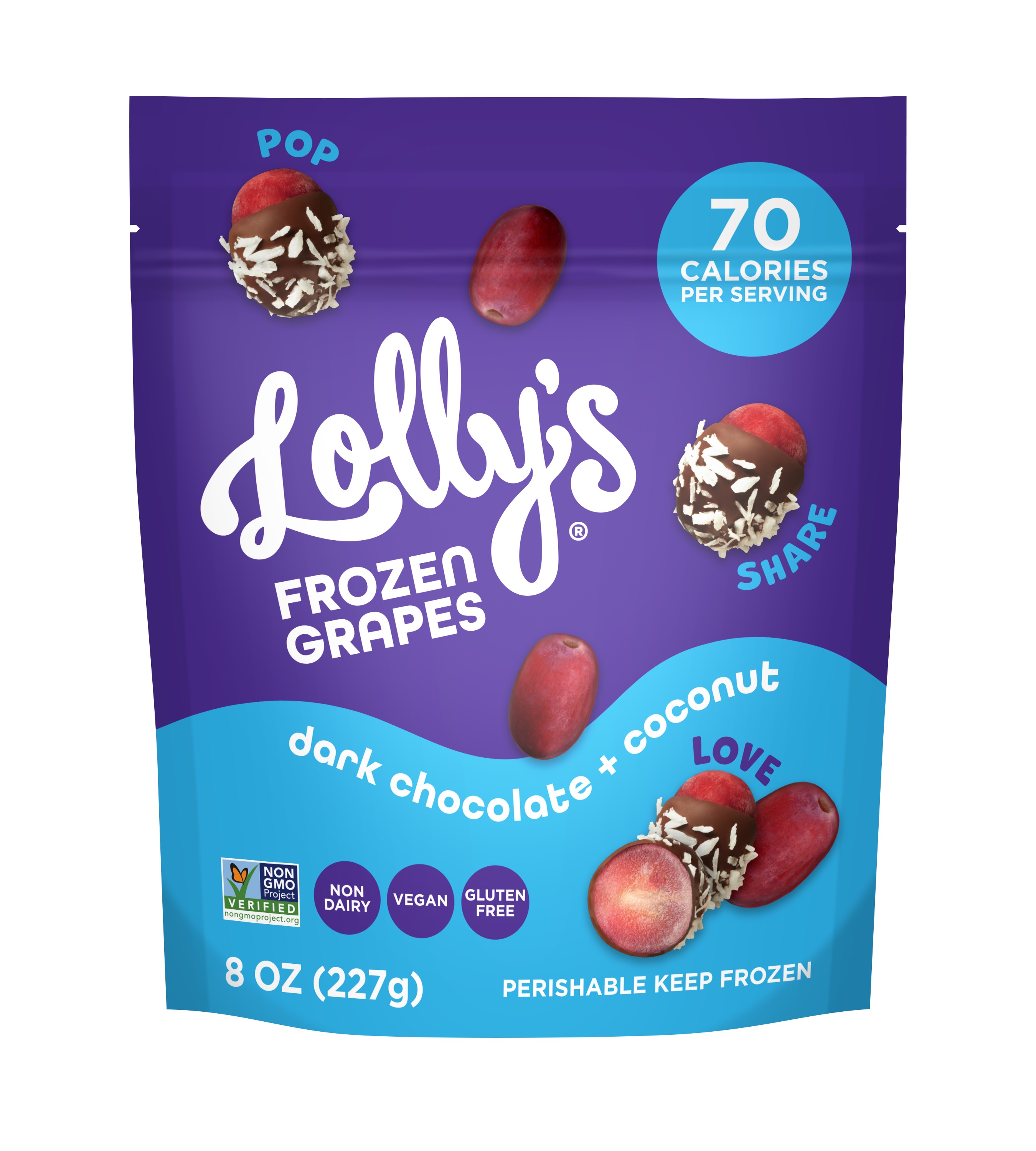 Lolly's Frozen Grapes Dark Chocolate + Coconut 6 units per case 8.0 oz