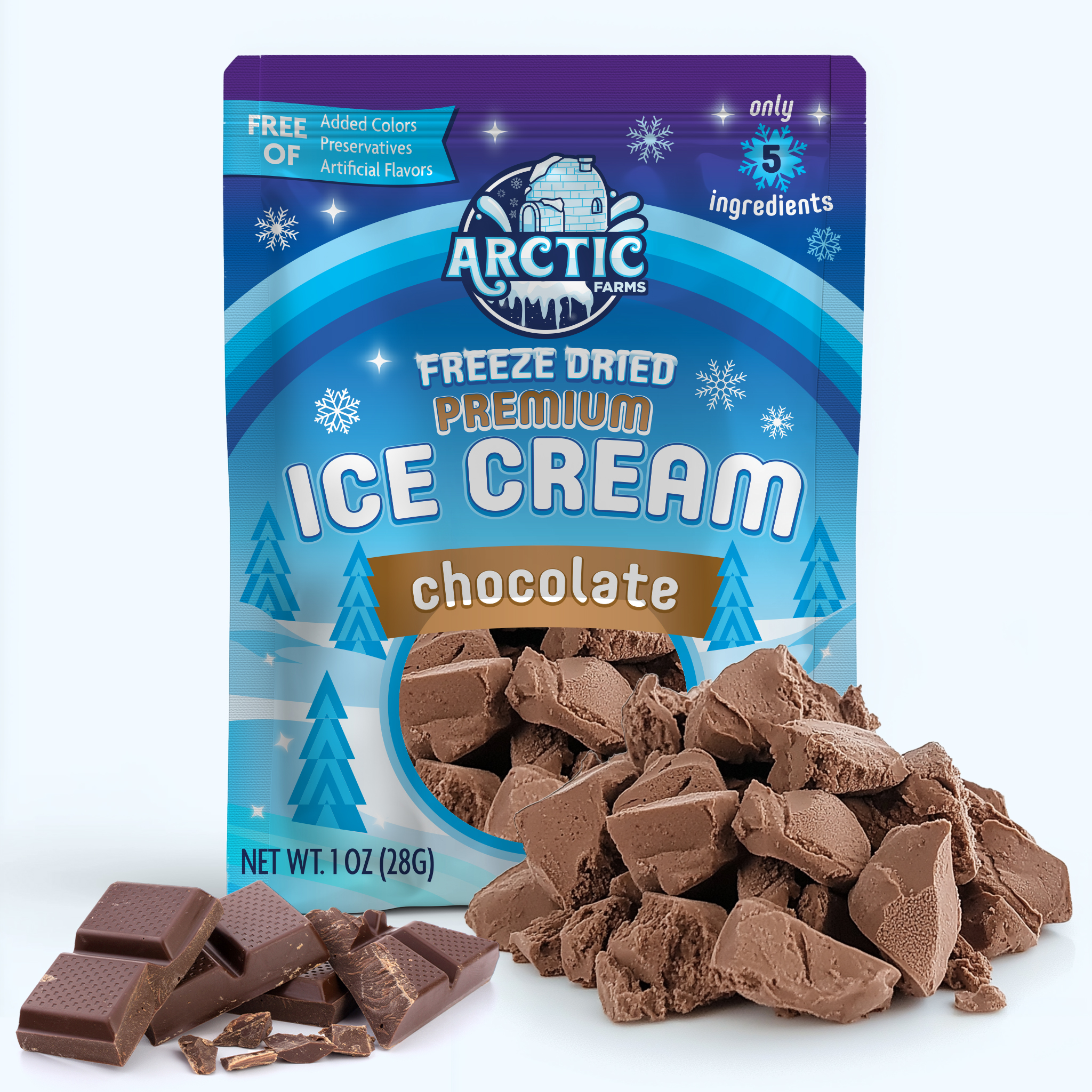 Arctic Farms Freeze Dried PREMIUM Ice Cream - Chocolate 1oz 24 units per case 1.0 oz