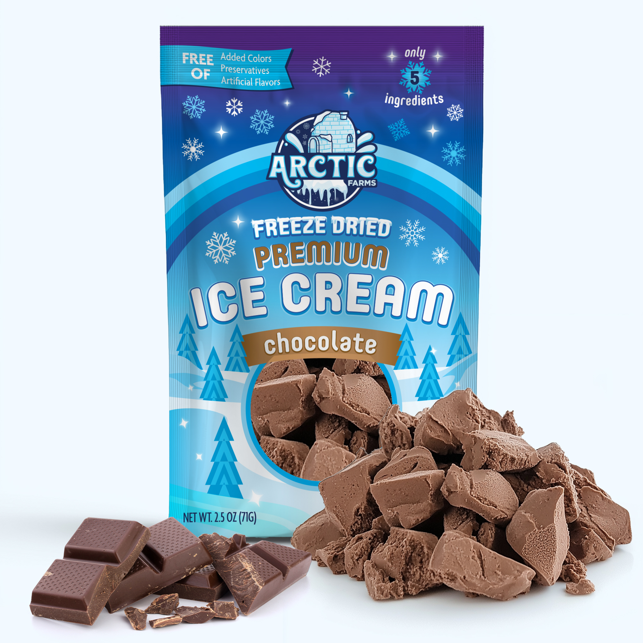 Arctic Farms Freeze Dried PREMIUM Ice Cream - Chocolate 2.5oz 24 units per case 2.5 oz