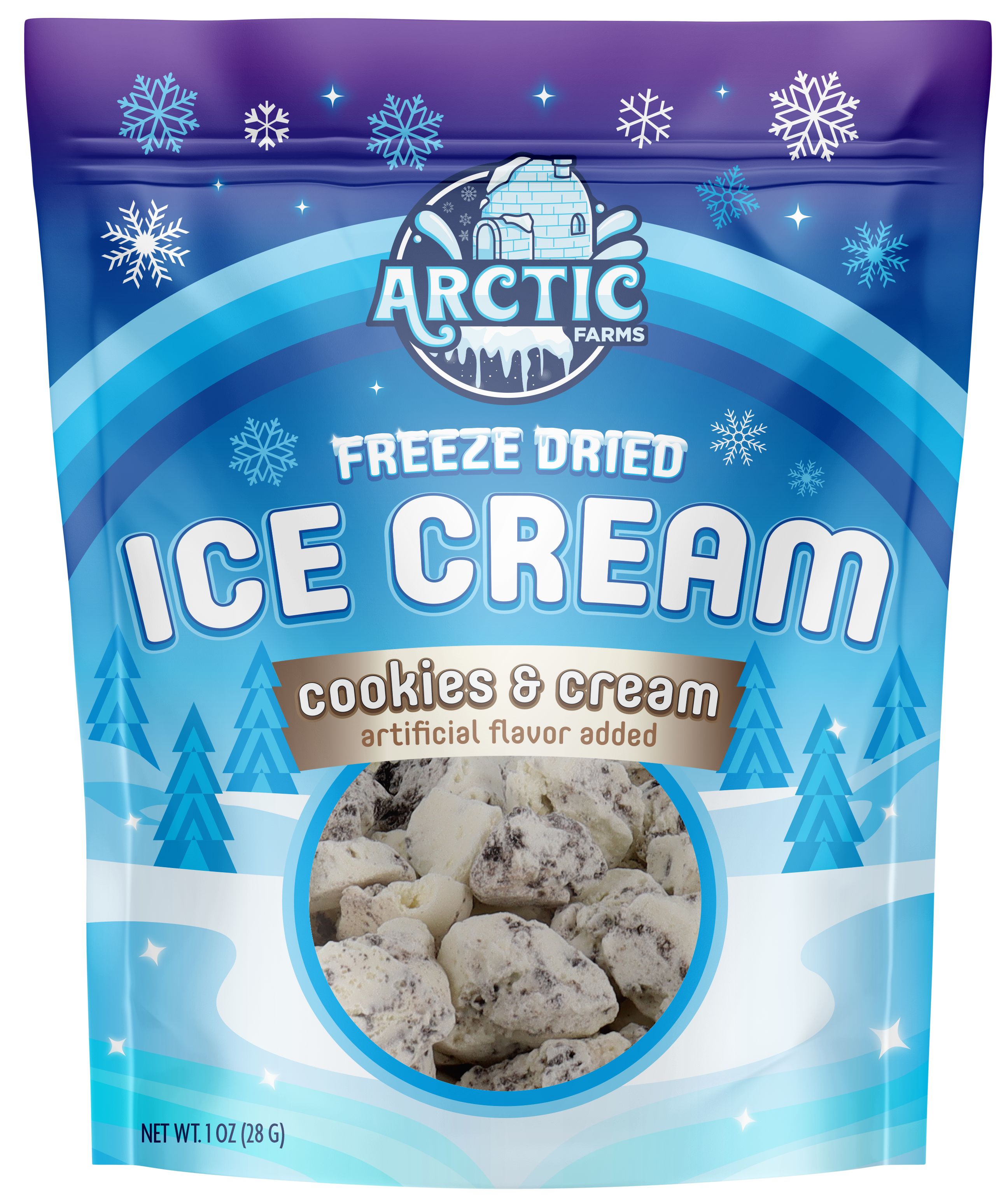 Freeze Dried Ice Cream That Does Not Melt (Cookies & Cream) (1oz) 12 units per case