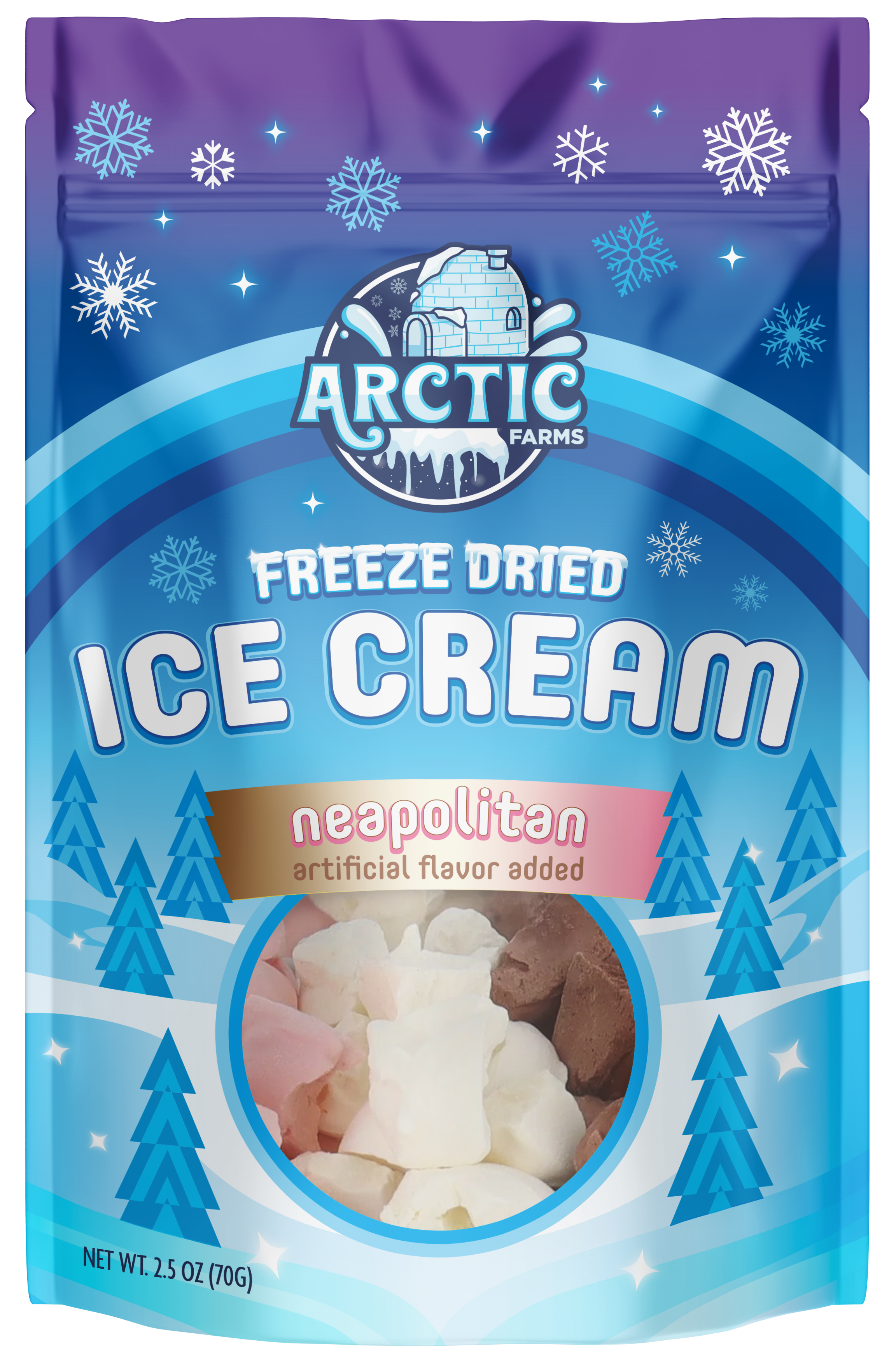 Freeze Dried Ice Cream That Does Not Melt (Neapolitan) (2.5oz) 12 units per case