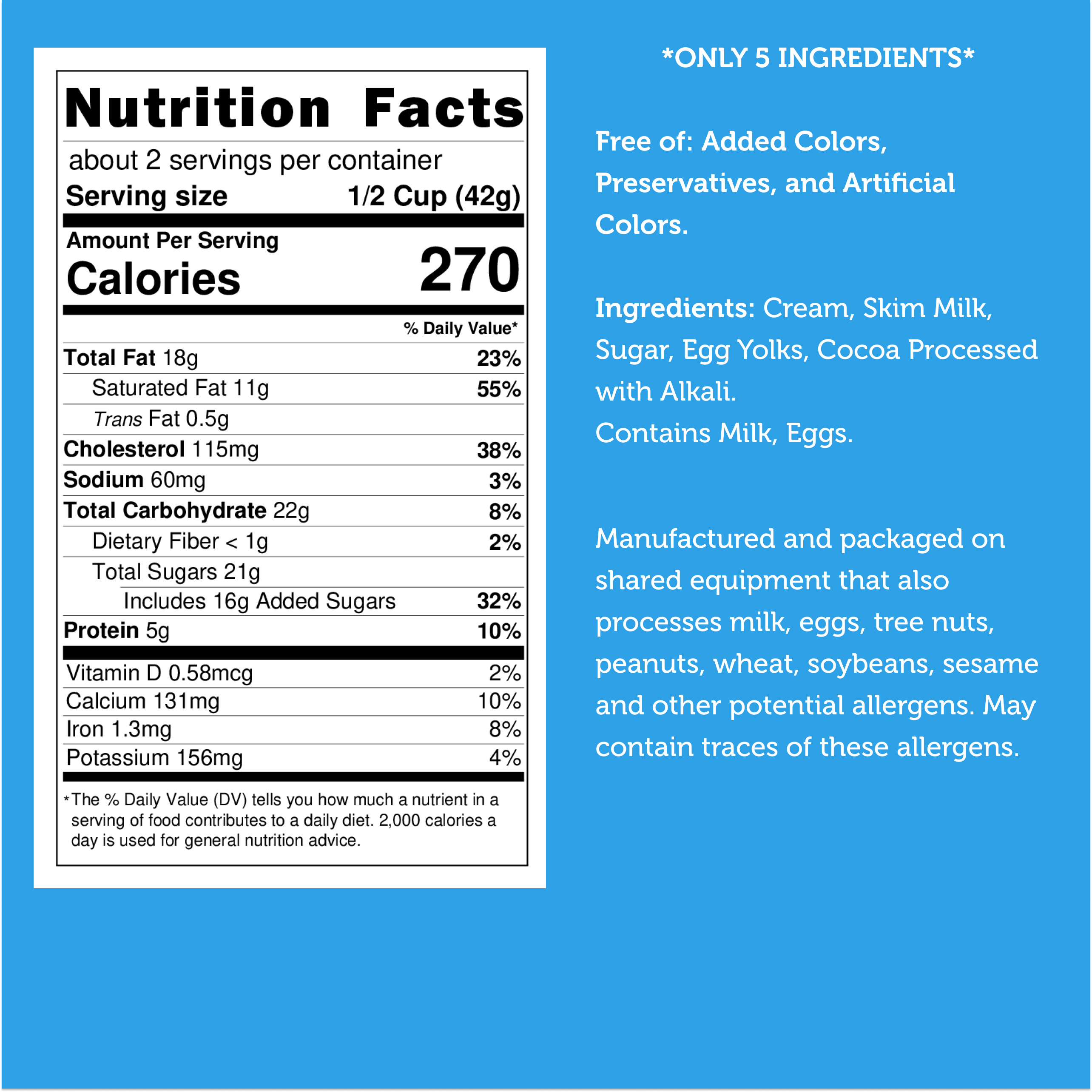 Arctic Farms Freeze Dried PREMIUM Ice Cream - Chocolate 2.5oz 12 units per case 2.5 oz Nutrition Info