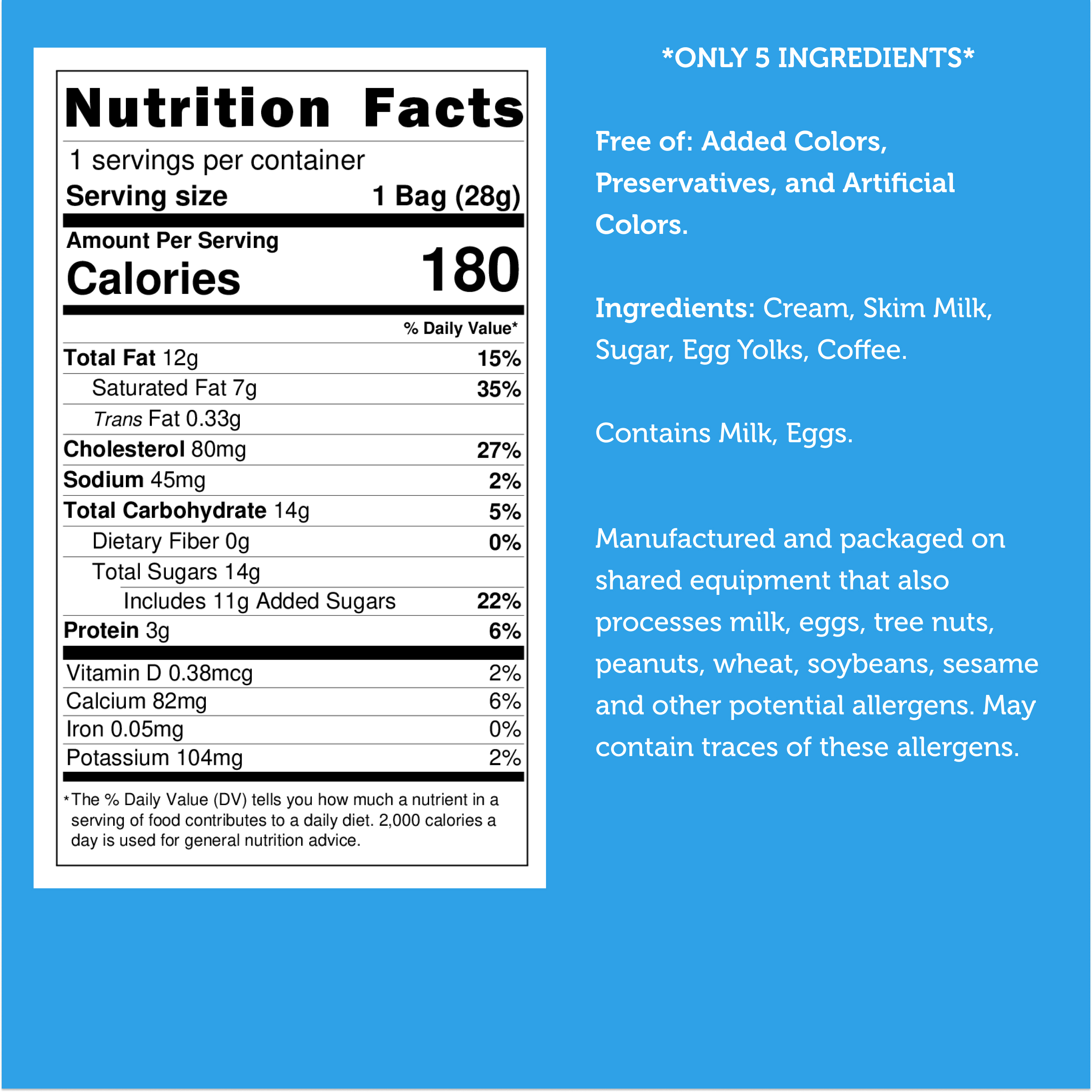Arctic Farms Freeze Dried PREMIUM Ice Cream - Coffee 1oz 12 units per case 1.0 oz Nutrition Info