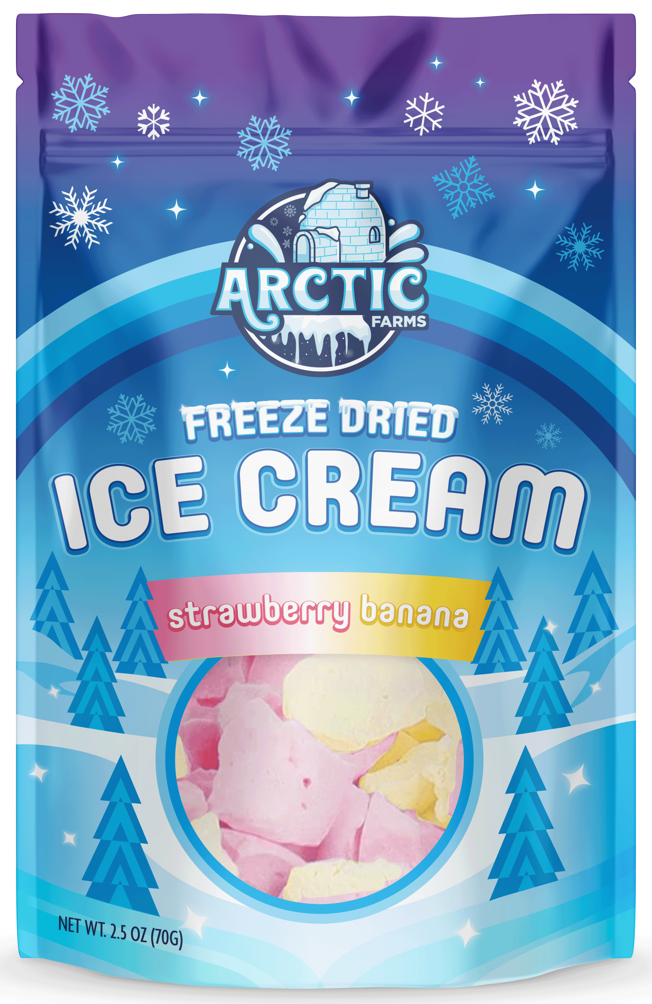 Freeze Dried Ice Cream That Does Not Melt (Strawberry Banana Mix) (2.5oz) 12 units per case