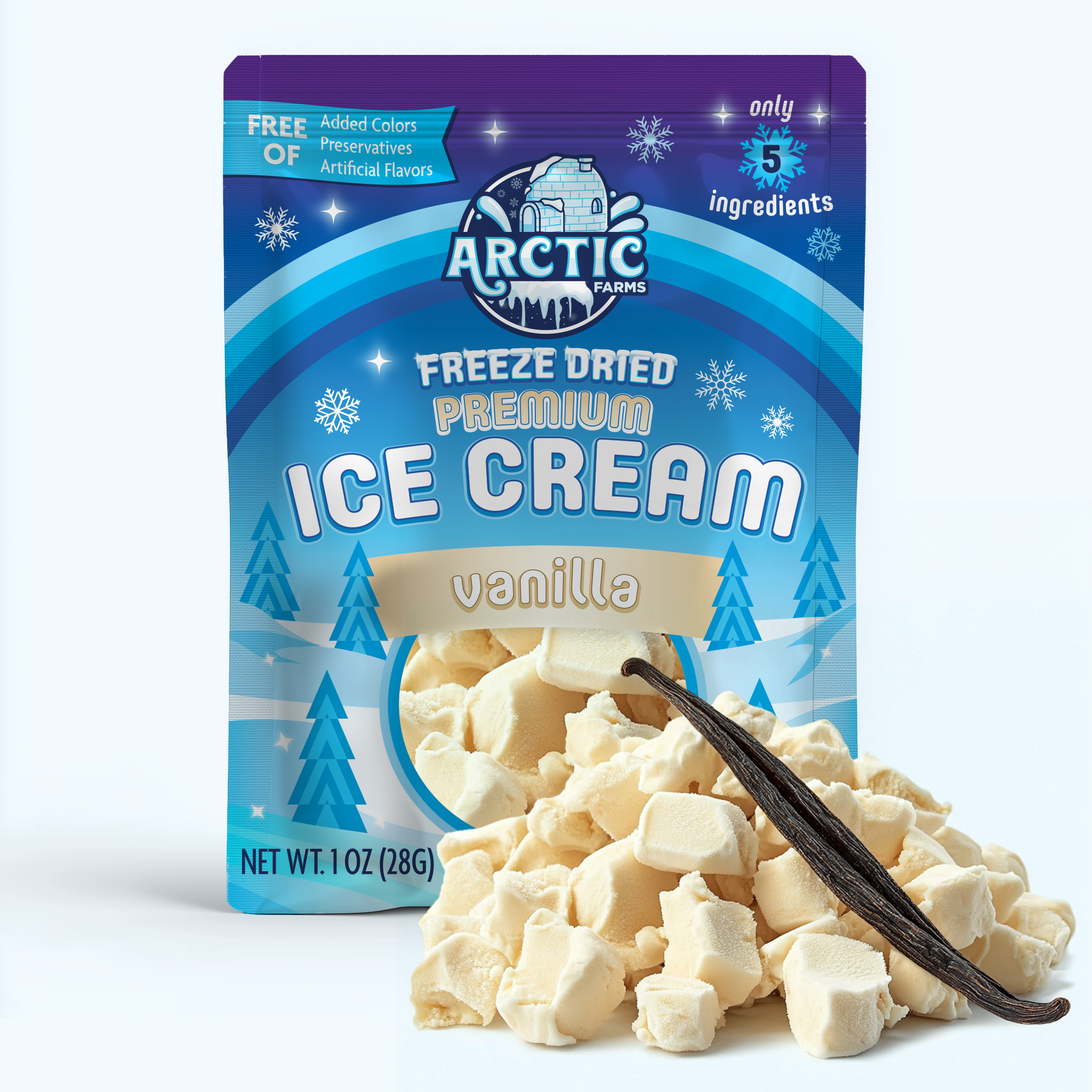 Arctic Farms Freeze Dried PREMIUM Ice Cream - Vanilla 1oz 24 units per case 1.0 oz