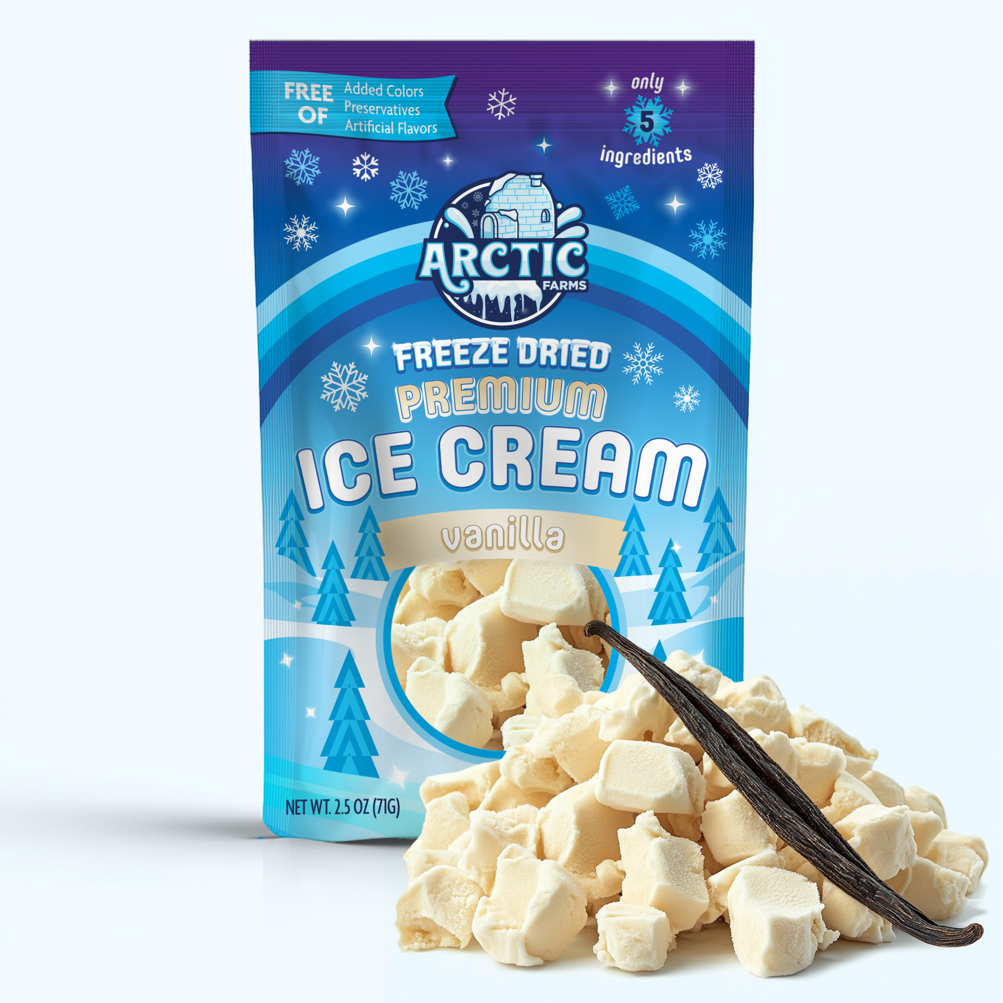 Arctic Farms Freeze Dried PREMIUM Ice Cream - Vanilla 2.5oz 24 units per case 2.5 oz