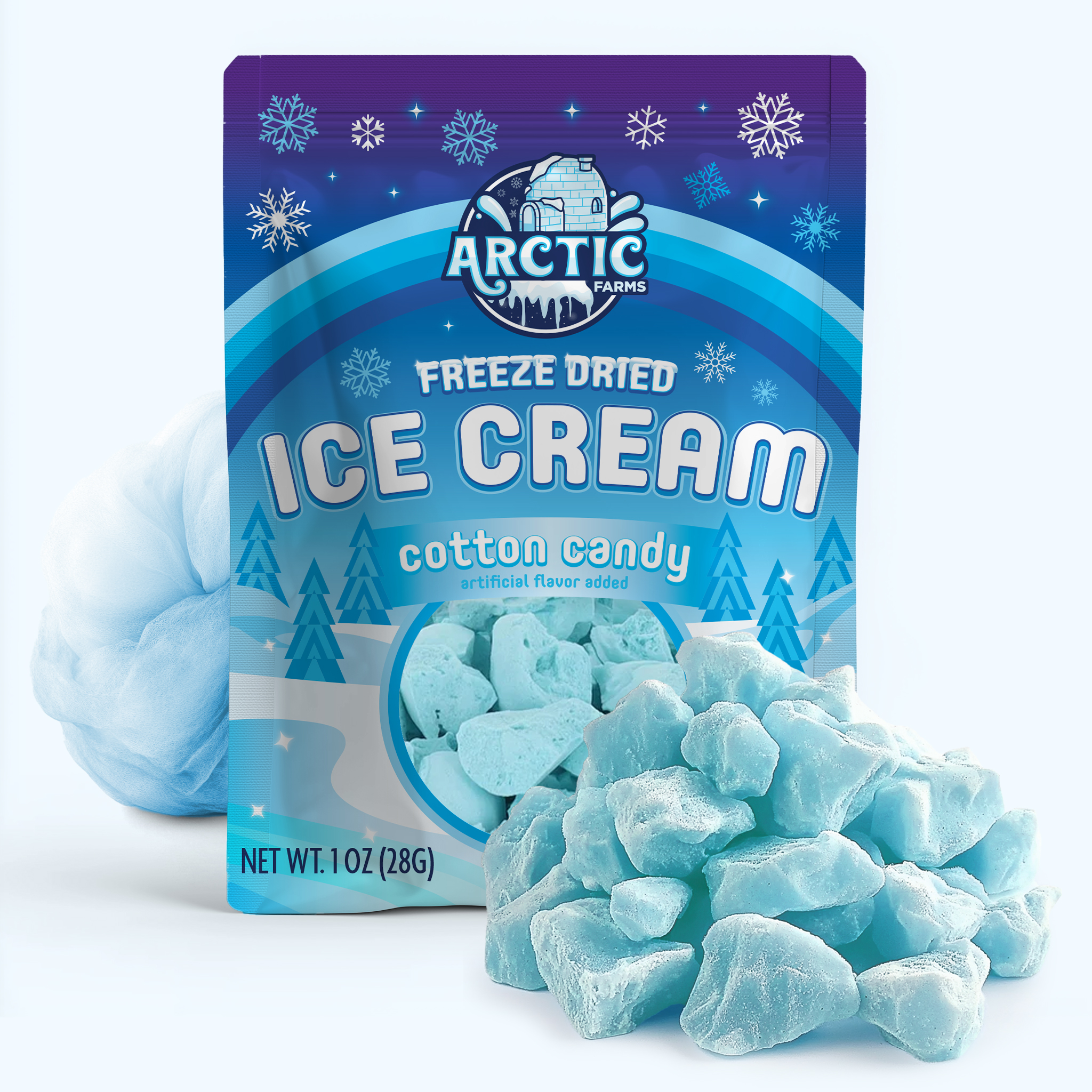 Freeze Dried Ice Cream That Does Not Melt (Cotton Candy Blue) (1oz) 24 units per case 1.0 oz