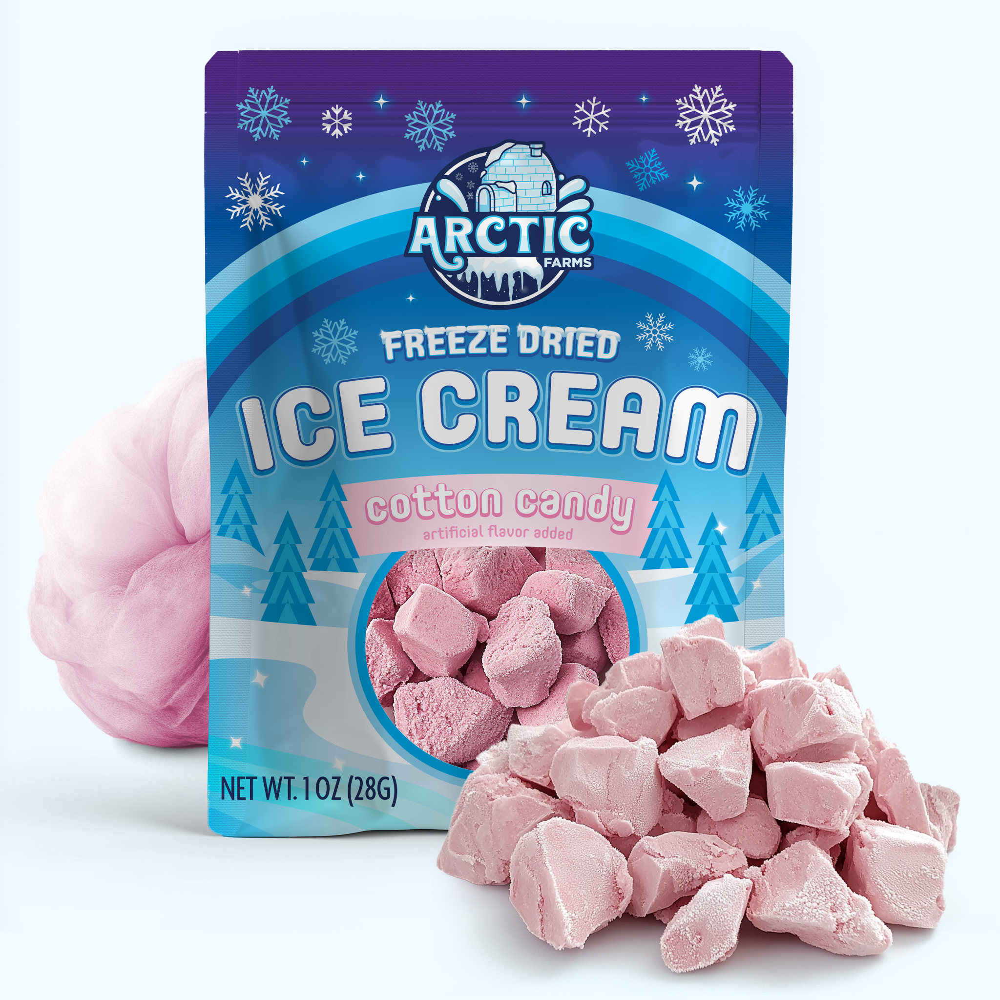 Freeze Dried Ice Cream That Does Not Melt (Cotton Candy Pink) (1oz) 24 units per case 1.0 oz