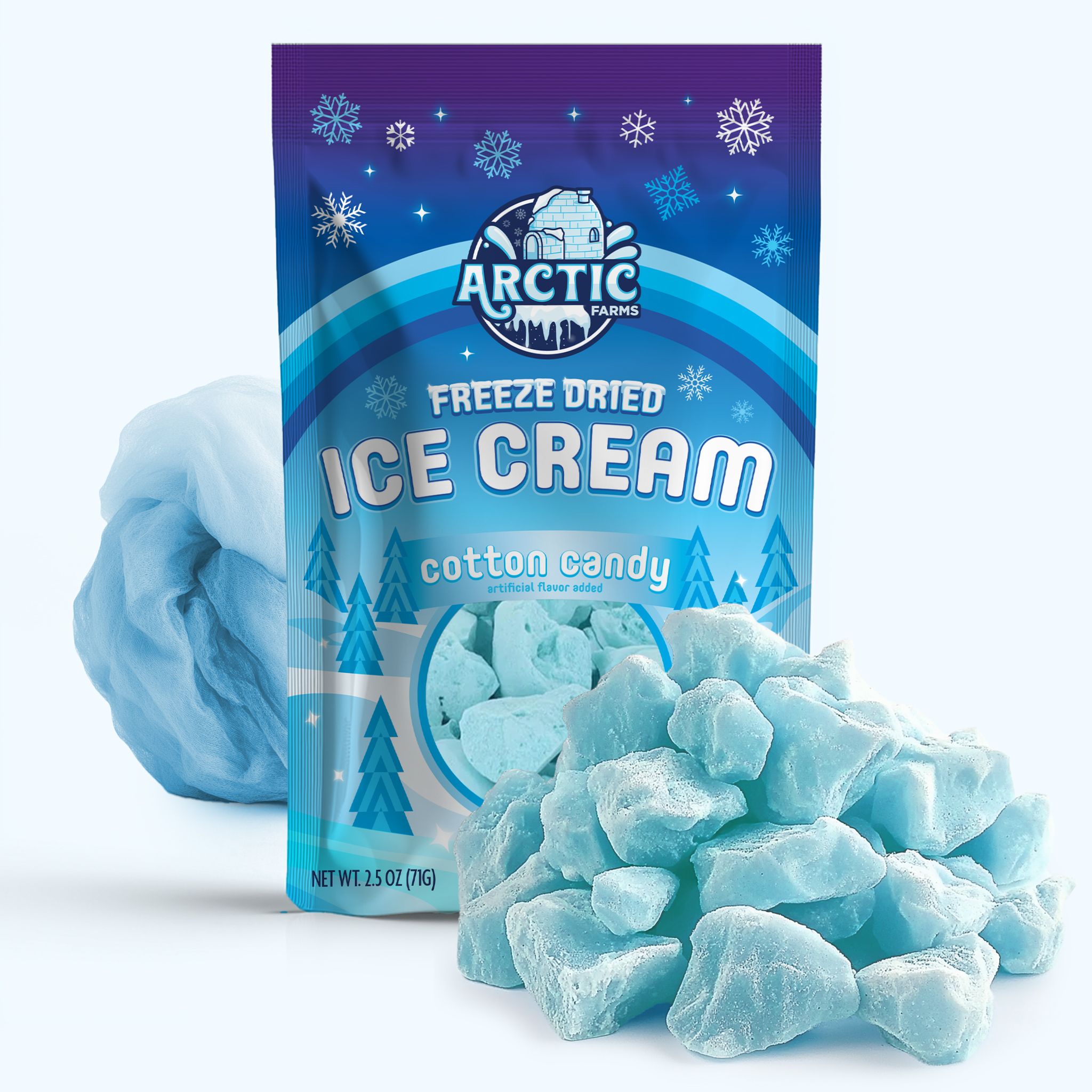 Freeze Dried Ice Cream That Does Not Melt (Cotton Candy Blue) (2.5oz) 24 units per case 2.5 oz