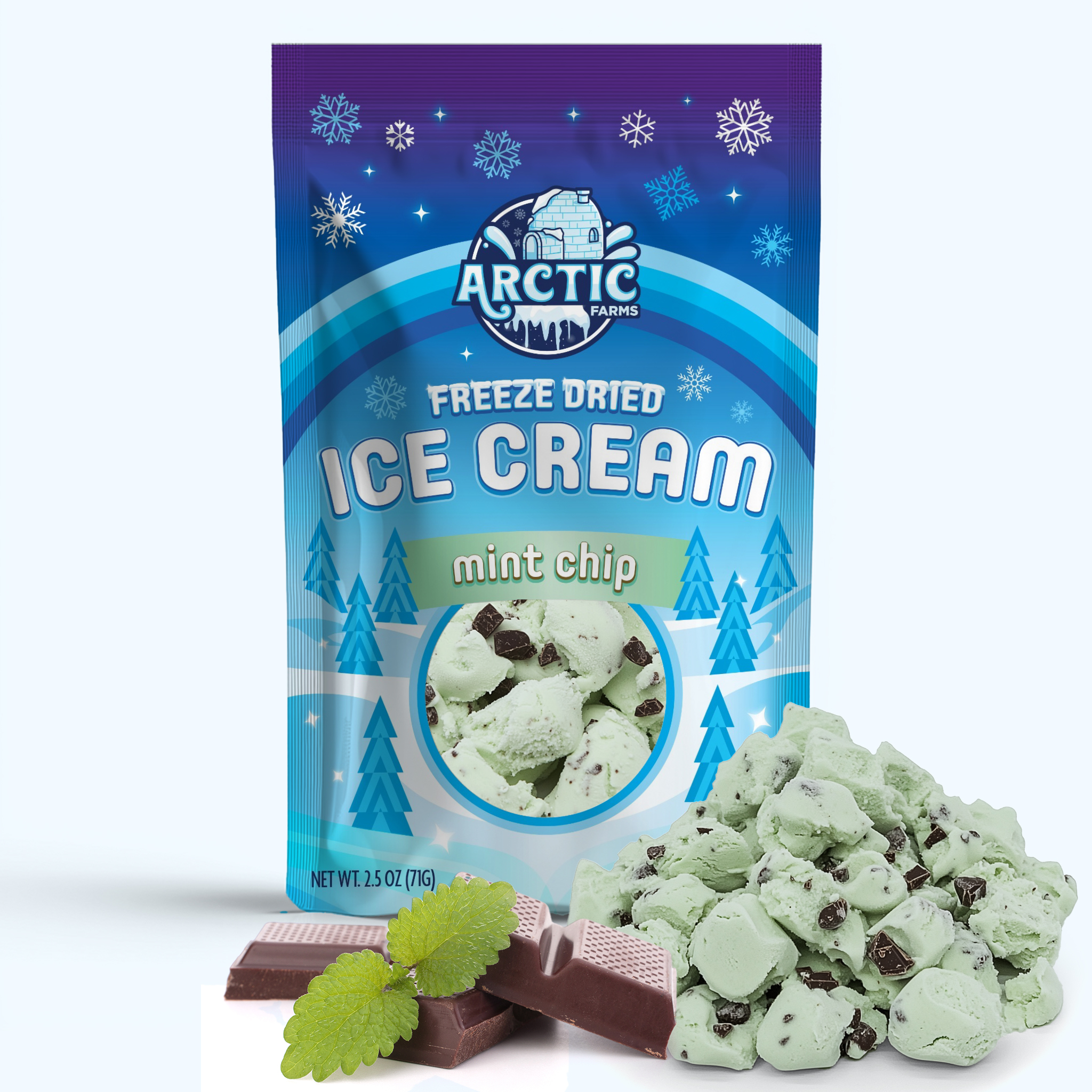 Freeze Dried Ice Cream That Does Not Melt (Mint Chip) (2.5oz) 24 units per case 2.5 oz