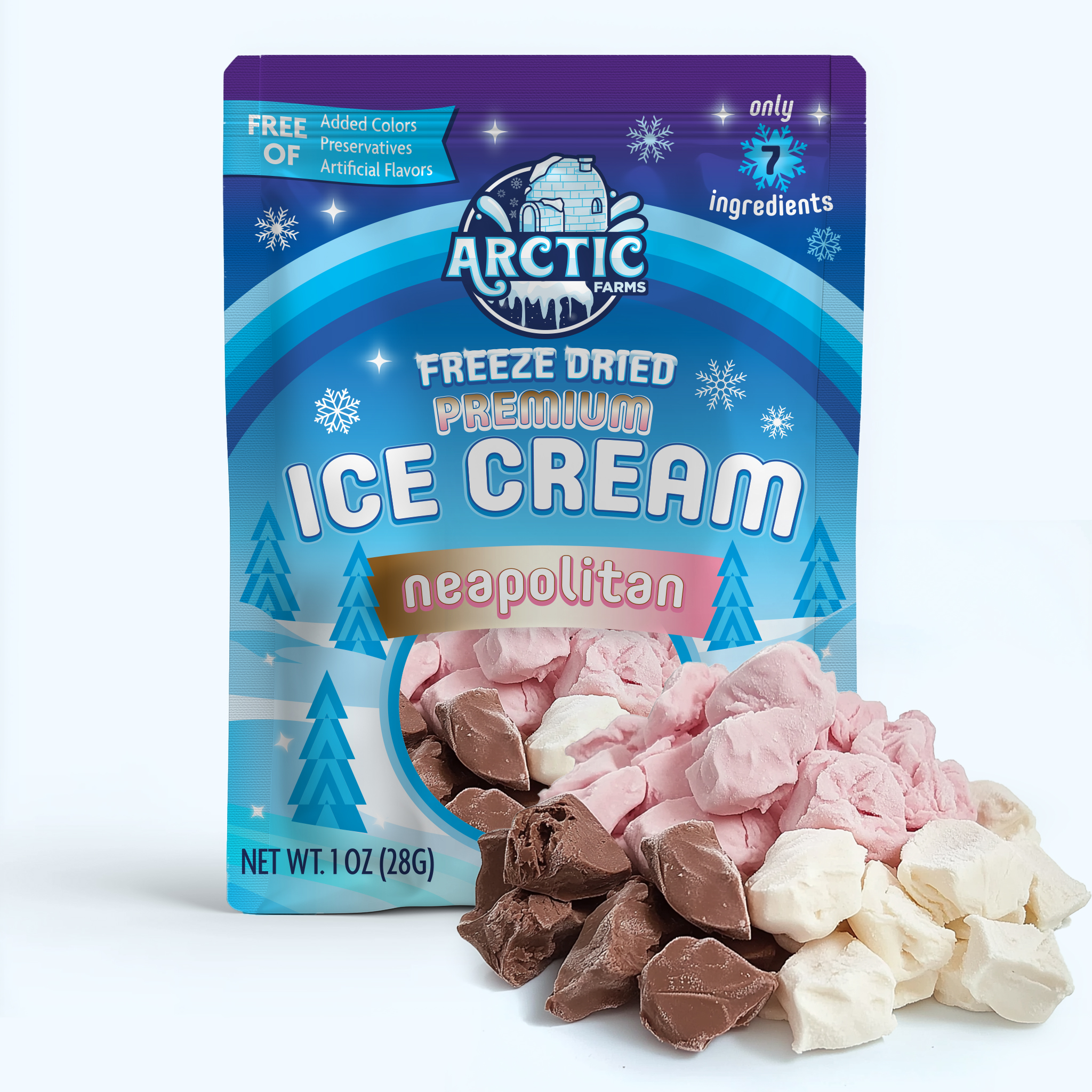 Arctic Farms Freeze Dried PREMIUM Ice Cream - Neapolitan 1oz 24 units per case 1.0 oz