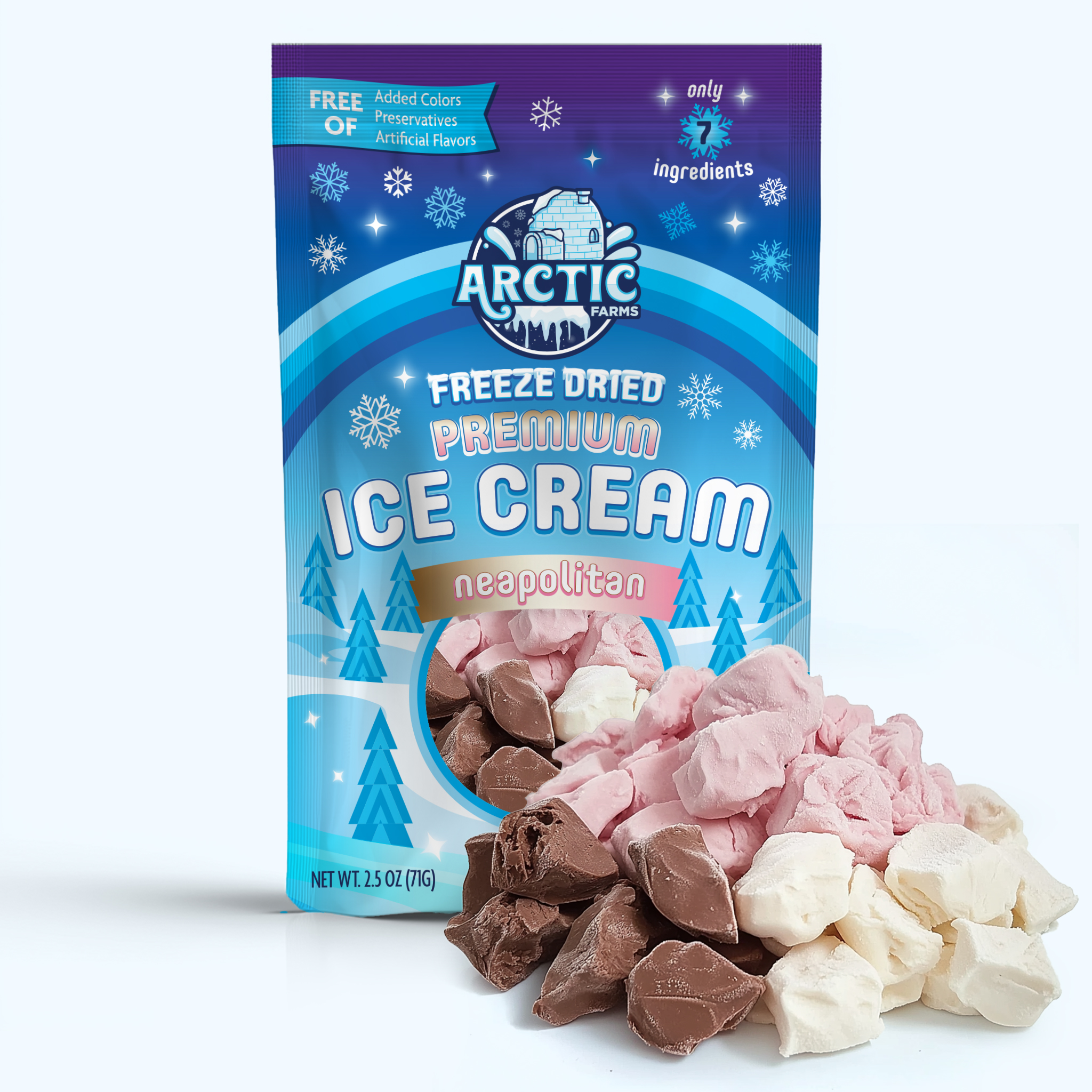 Arctic Farms Freeze Dried PREMIUM Ice Cream - Neapolitan 2.5oz 24 units per case 2.5 oz