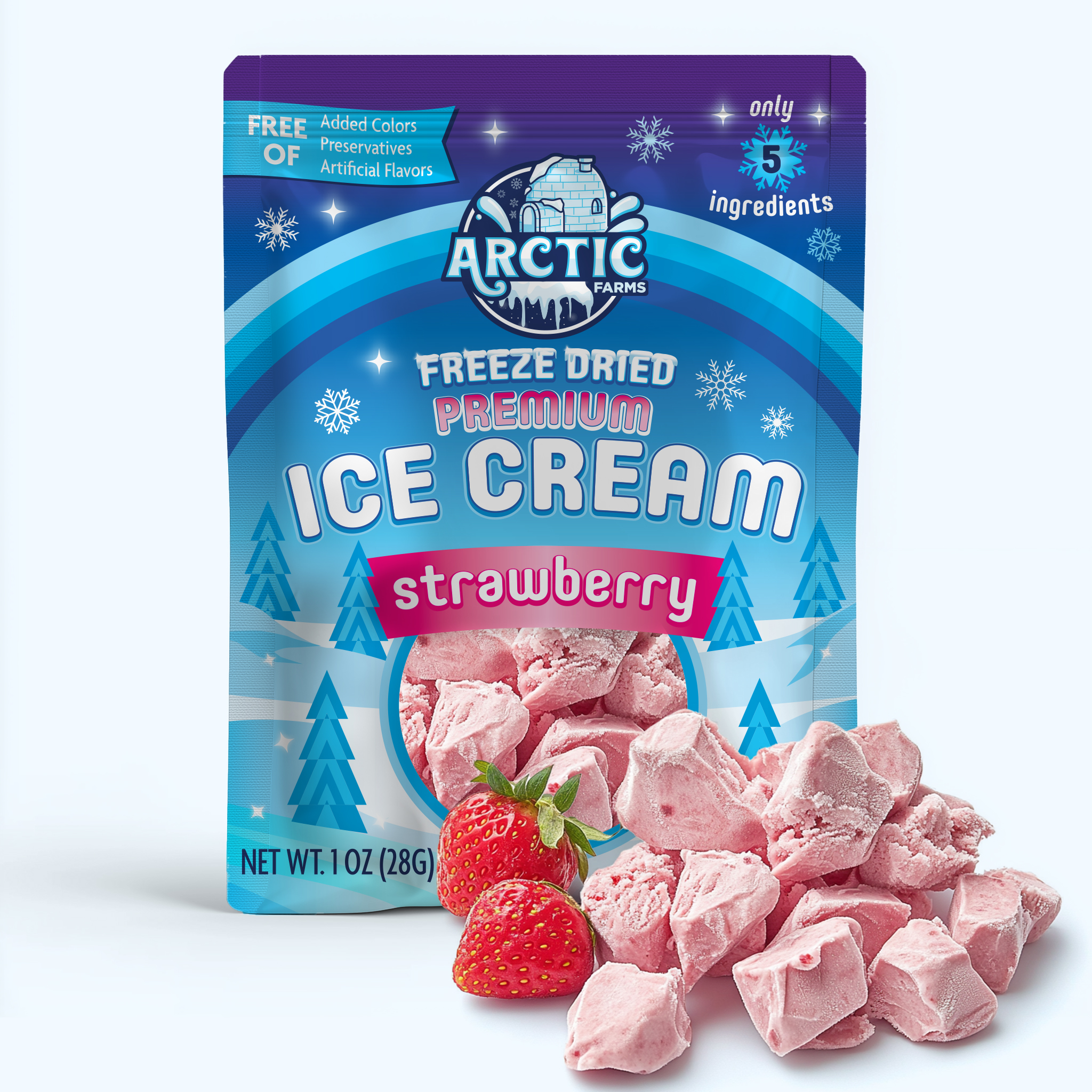 Arctic Farms Freeze Dried PREMIUM Ice Cream - Strawberry 1oz 24 units per case 1.0 oz