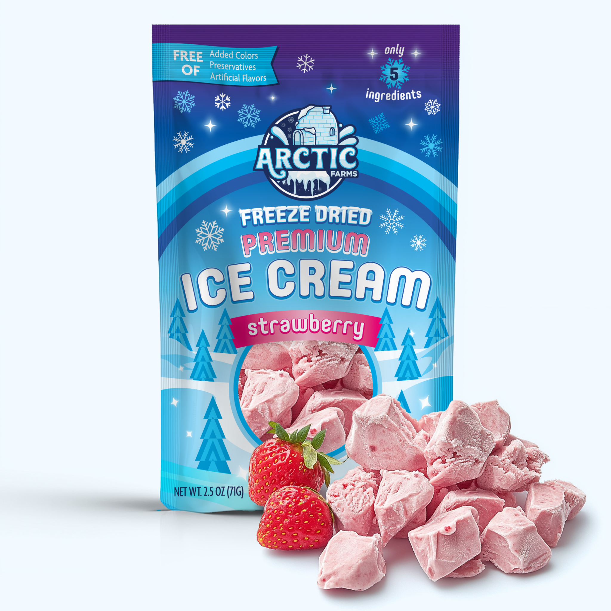 Arctic Farms Freeze Dried PREMIUM Ice Cream - Strawberry 2.5oz 24 units per case 2.5 oz