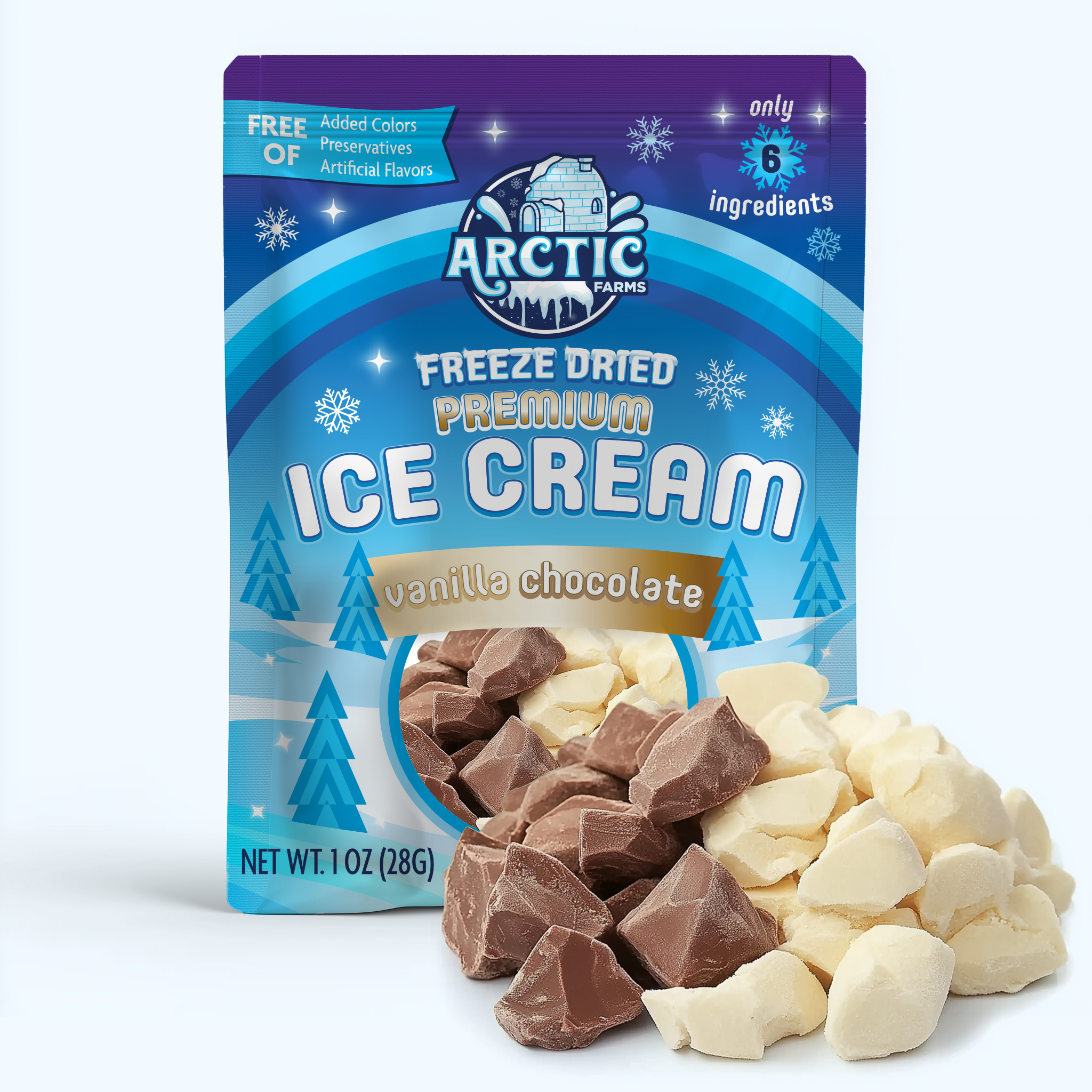 Arctic Farms Freeze Dried PREMIUM Ice Cream - Vanilla Chocolate 1oz 24 units per case 1.0 oz