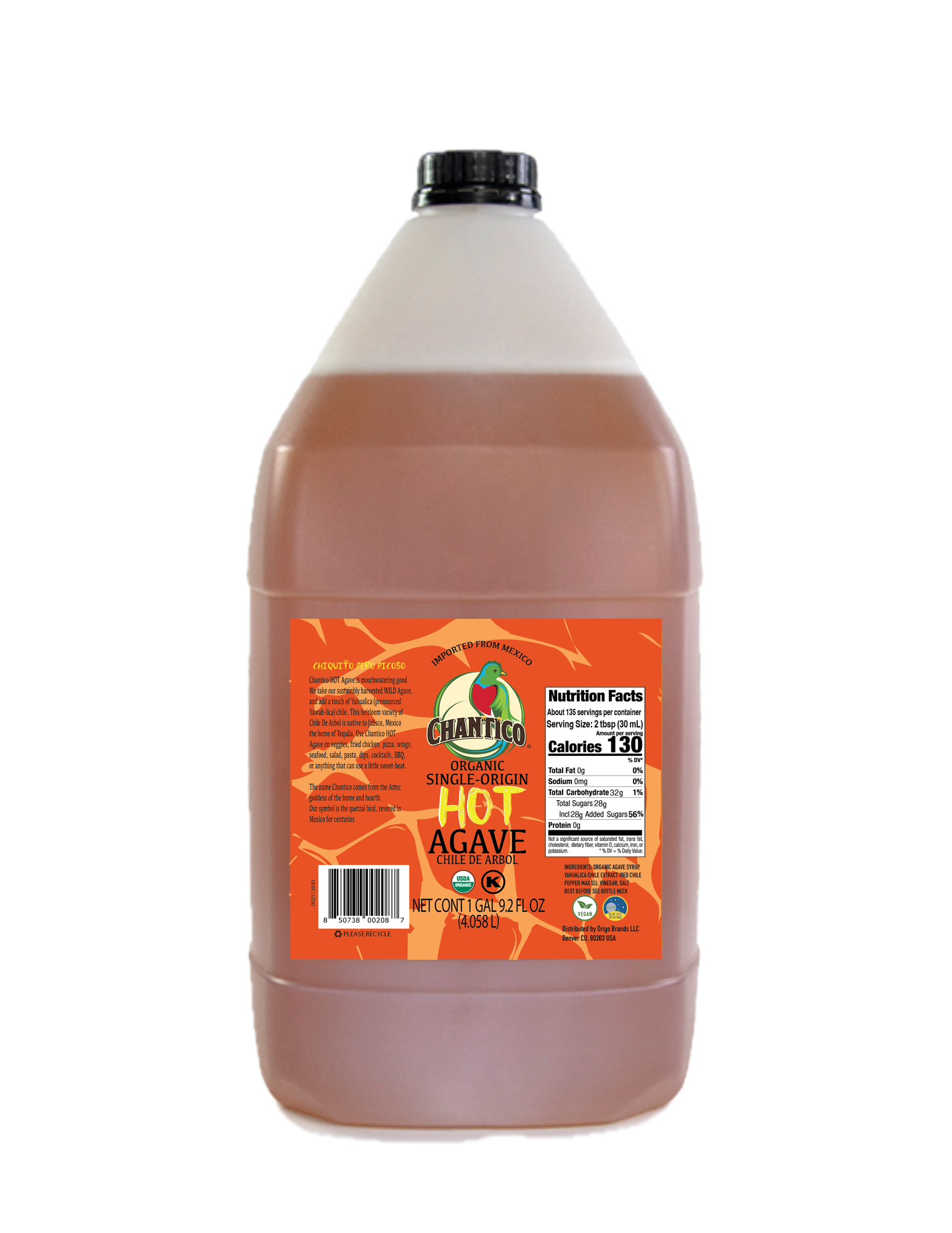 Chantico Organic Hot Agave Syrup 1 Gallon-FoodService Pack 4 units per case 12.3 lbs