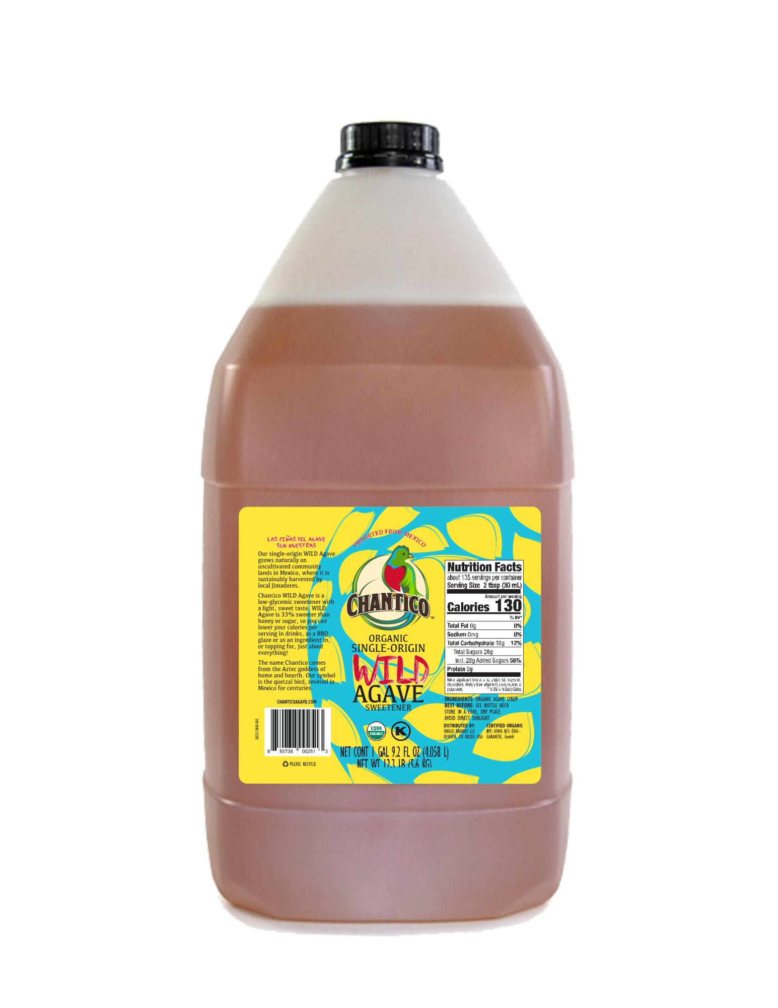 Chantico Organic Wild Agave Syrup 1 Gallon-FoodService Pack 4 units per case 12.3 lbs