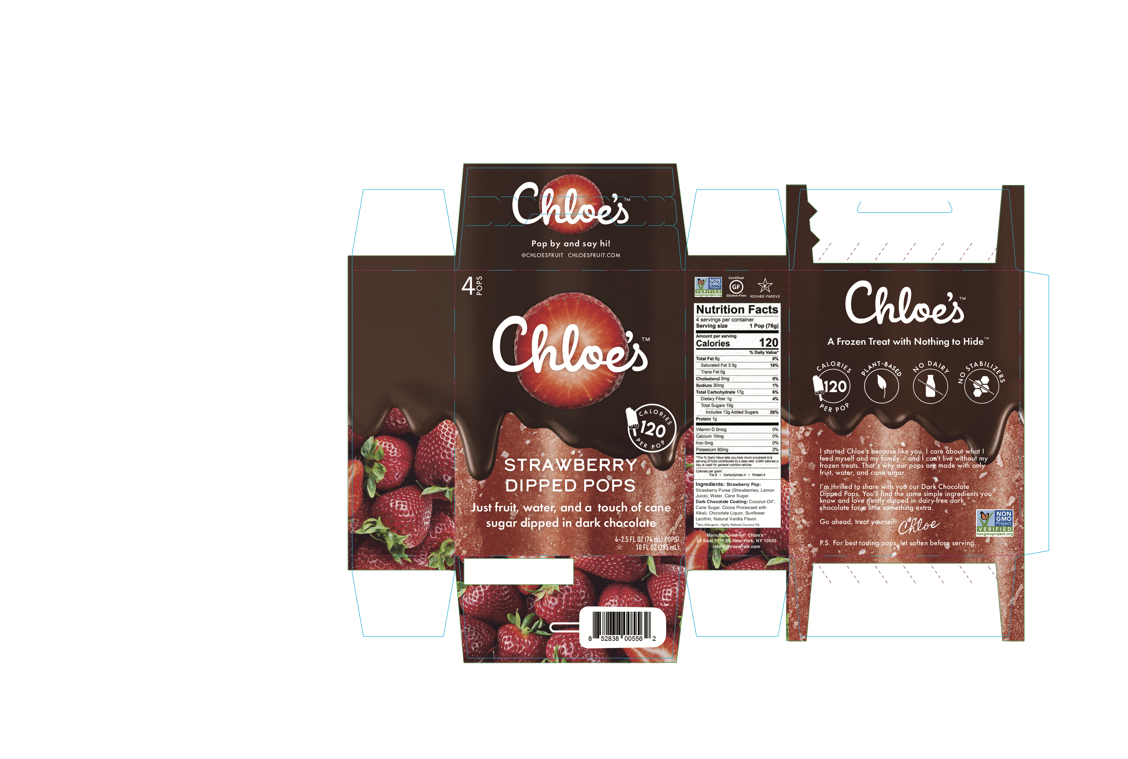 Chloe's Strawberry Dipped Pops 6 units per case 2.5 fl Product Label