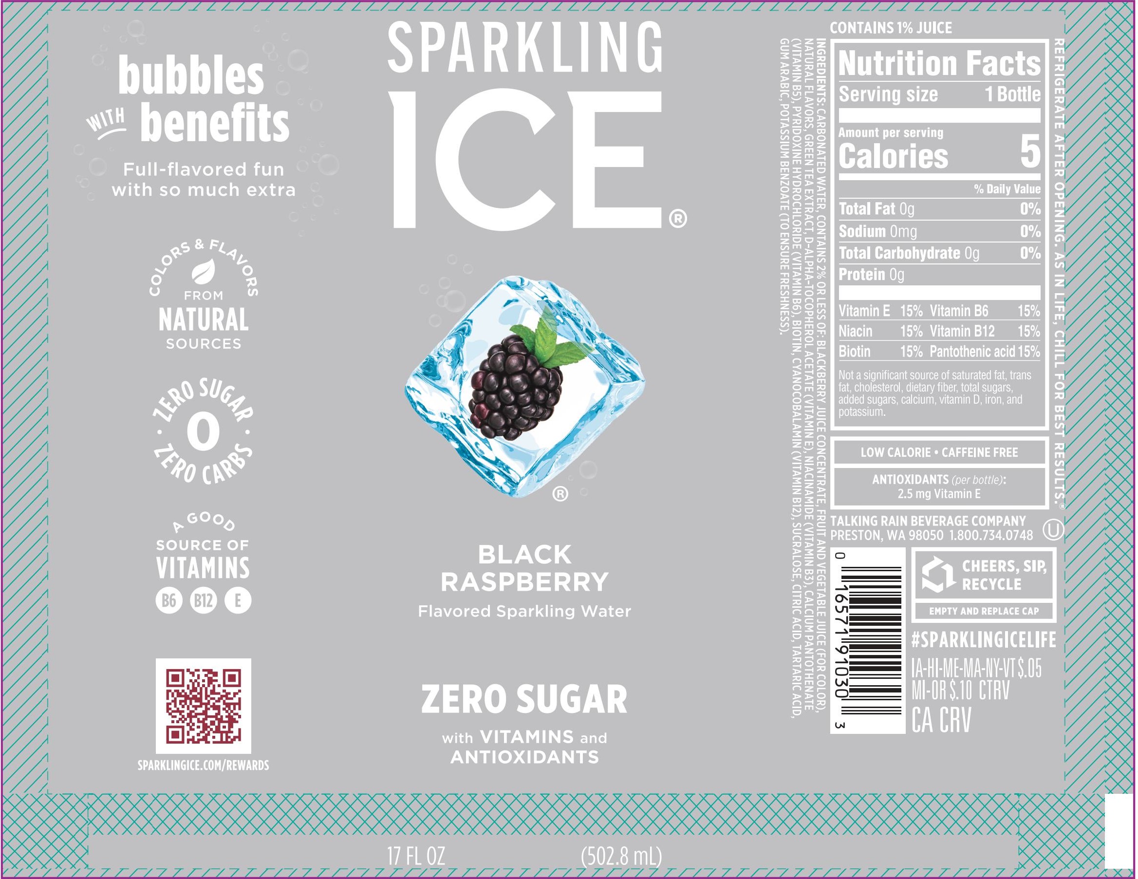 Sparkling Ice Black Raspberry 12 units per case 17.0 fl Product Label