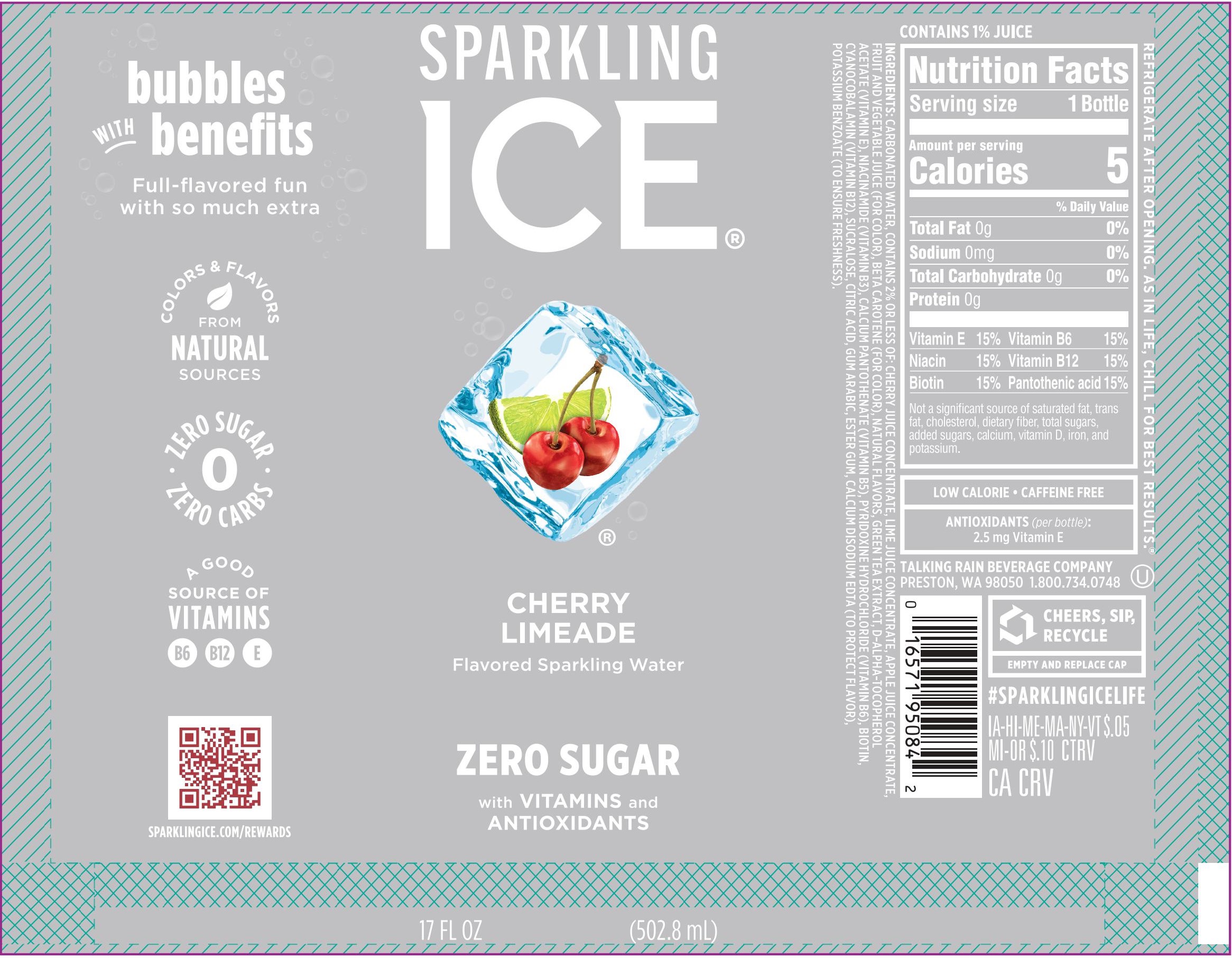 Sparkling Ice Cherry Limeade 12 units per case 17.0 fl Product Label