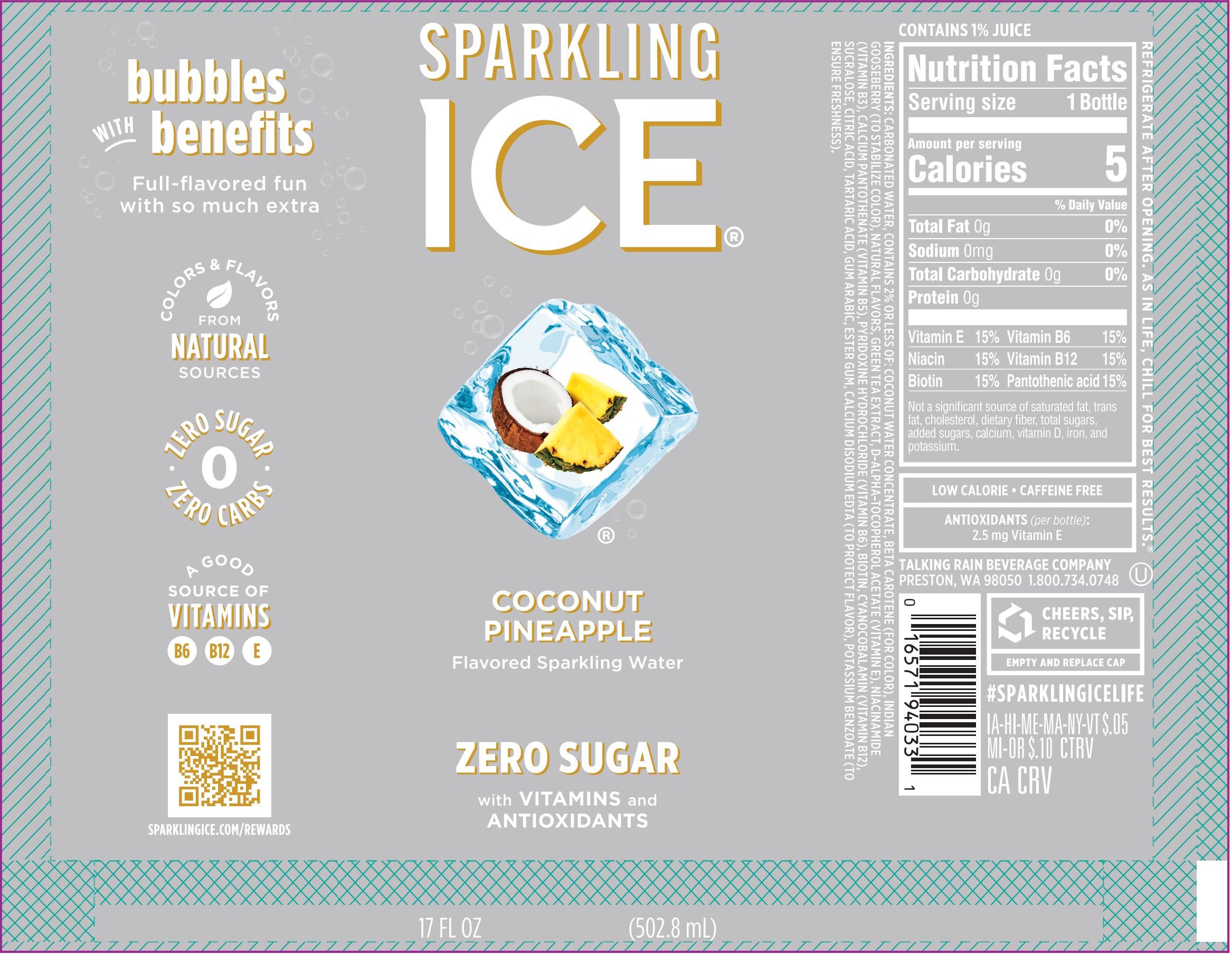 Sparkling Ice Coconut Pineapple 12 units per case 17.0 fl Product Label