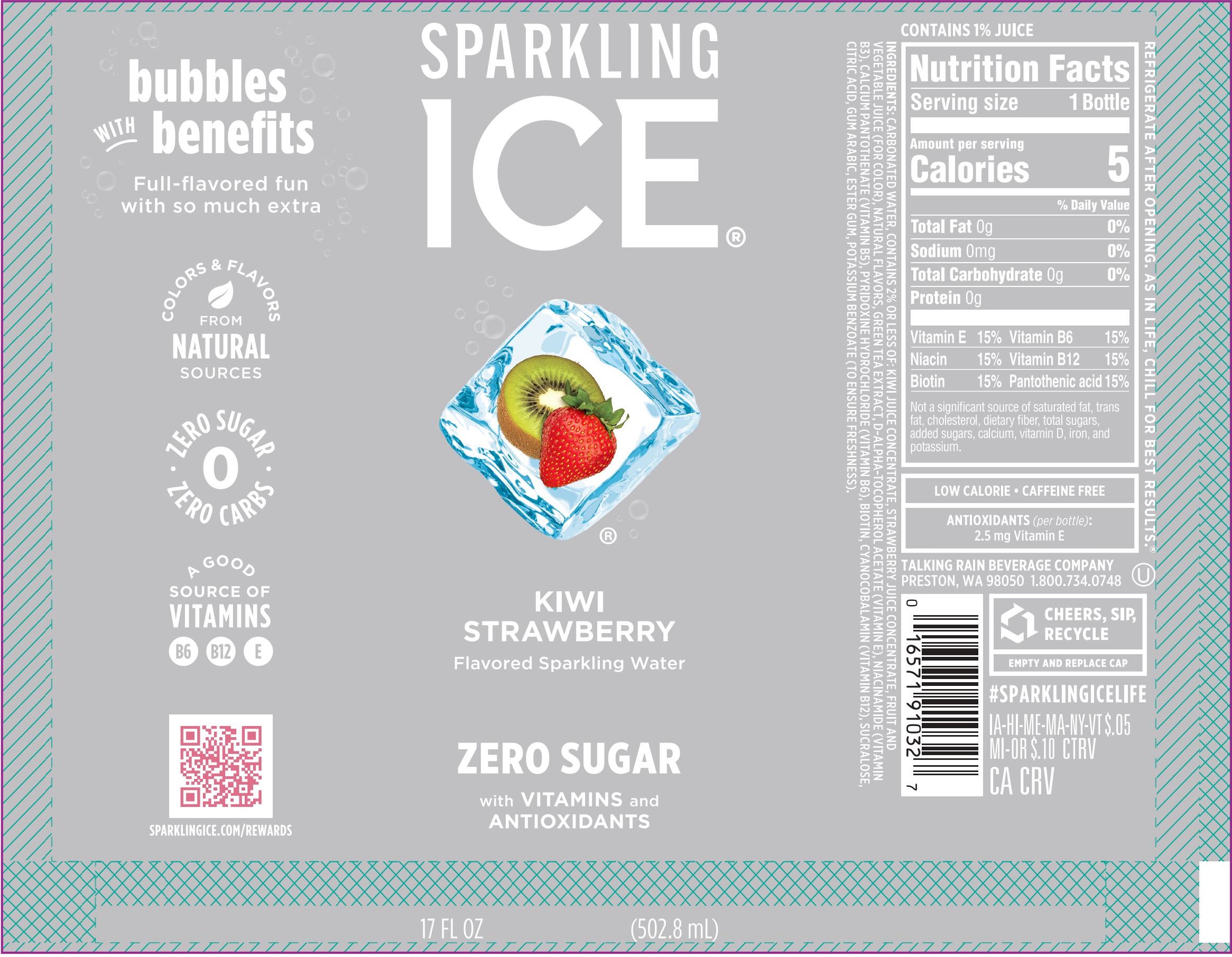 Sparkling Ice Kiwi Strawberry 12 units per case 17.0 fl Product Label