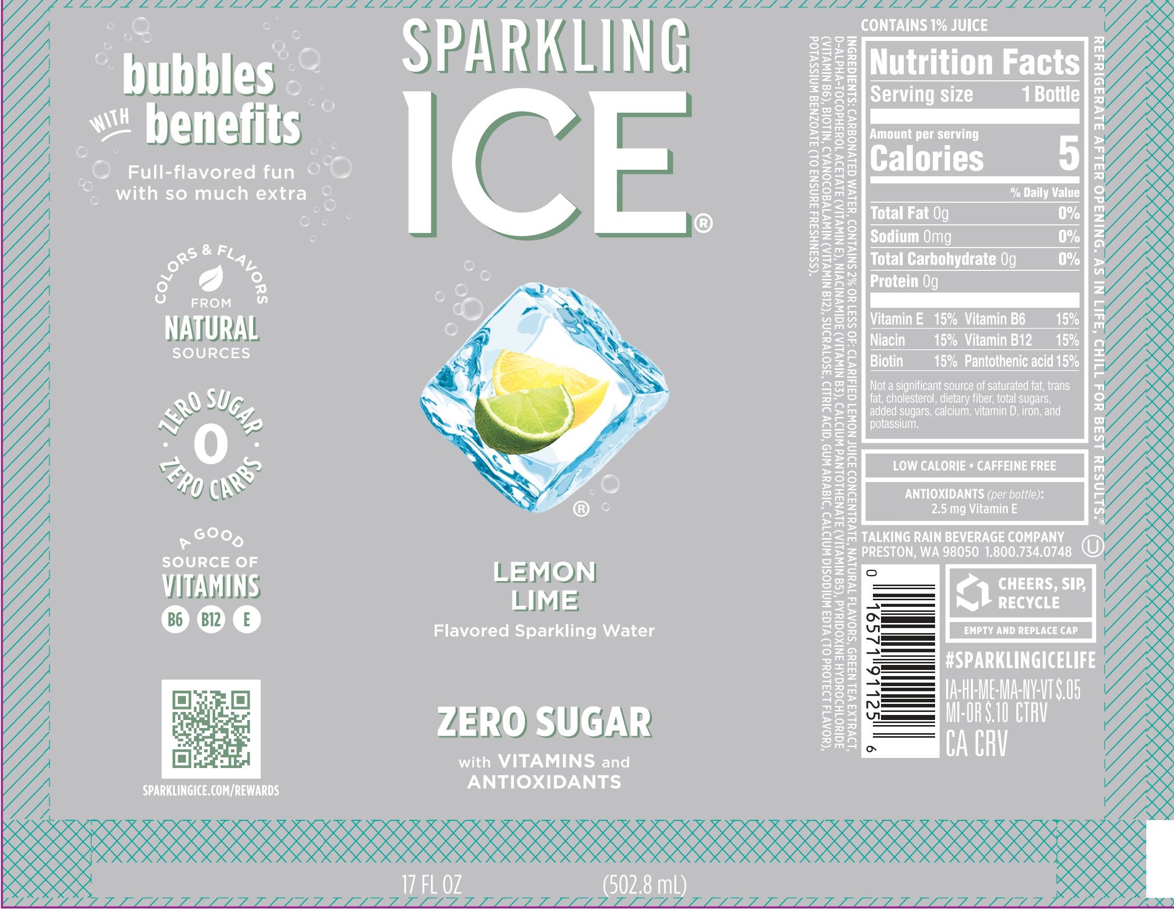 Sparkling Ice Lemon Lime 12 units per case 17.0 fl Product Label