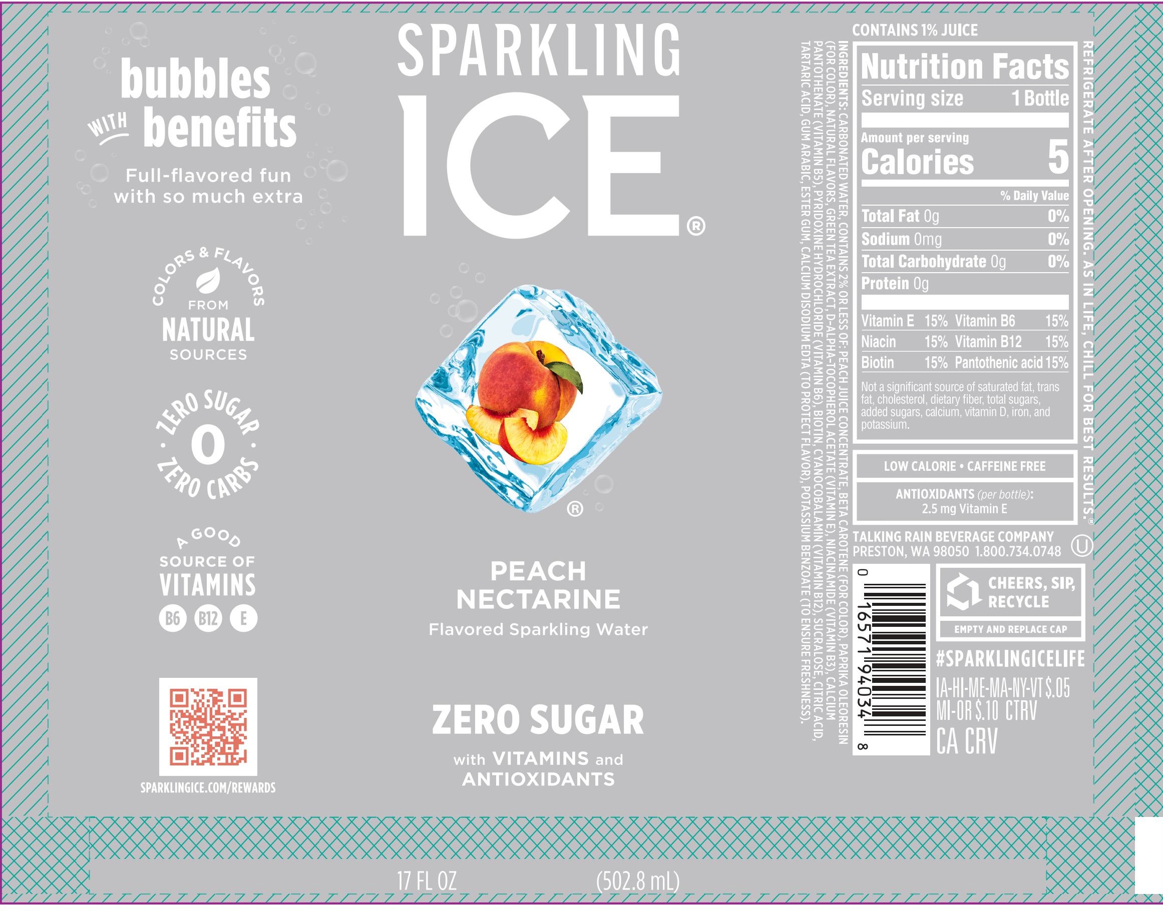 Sparkling Ice Peach Nectarine 12 units per case 17.0 fl Product Label